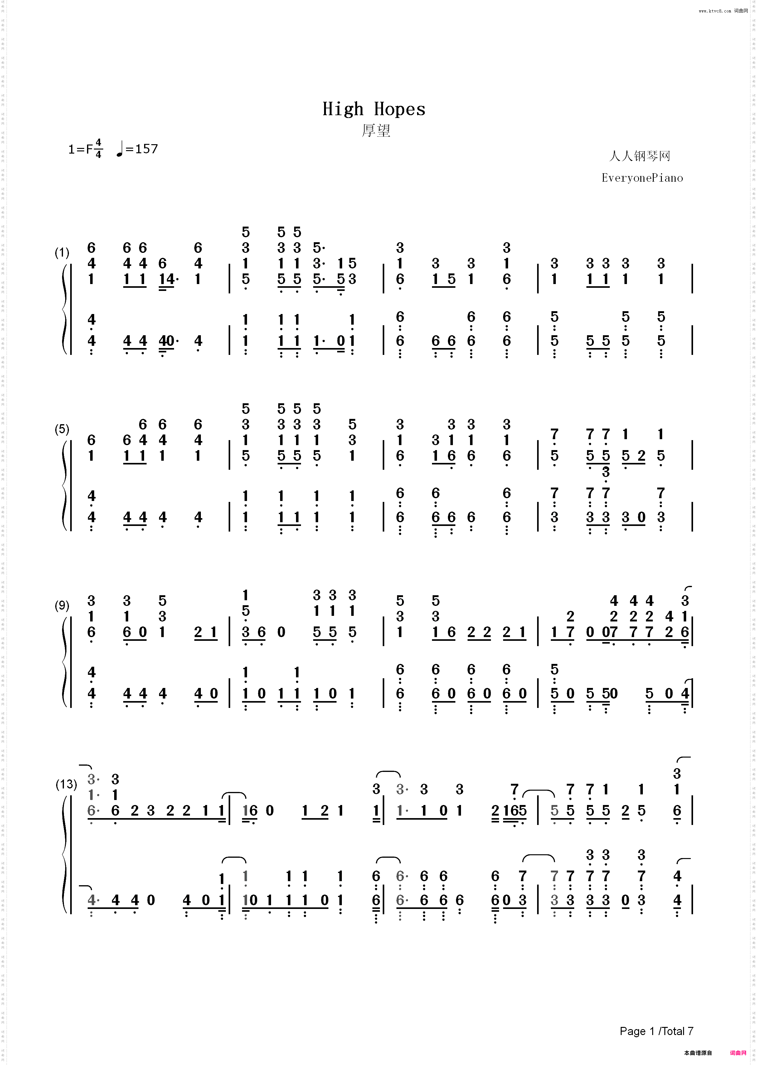 High Hopes-Panic at the Disco_简谱版