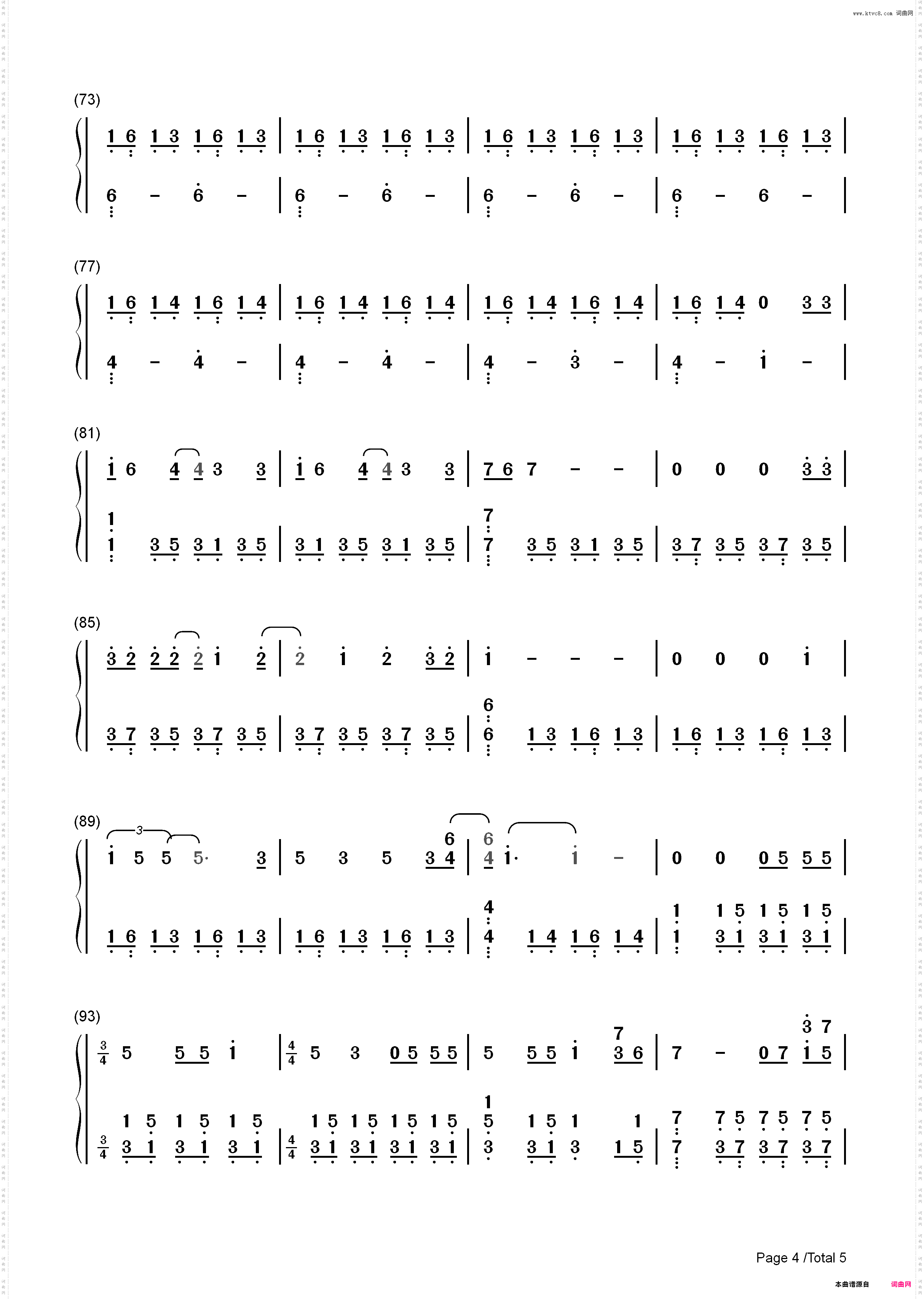 Runaway-Kanye West_简谱版