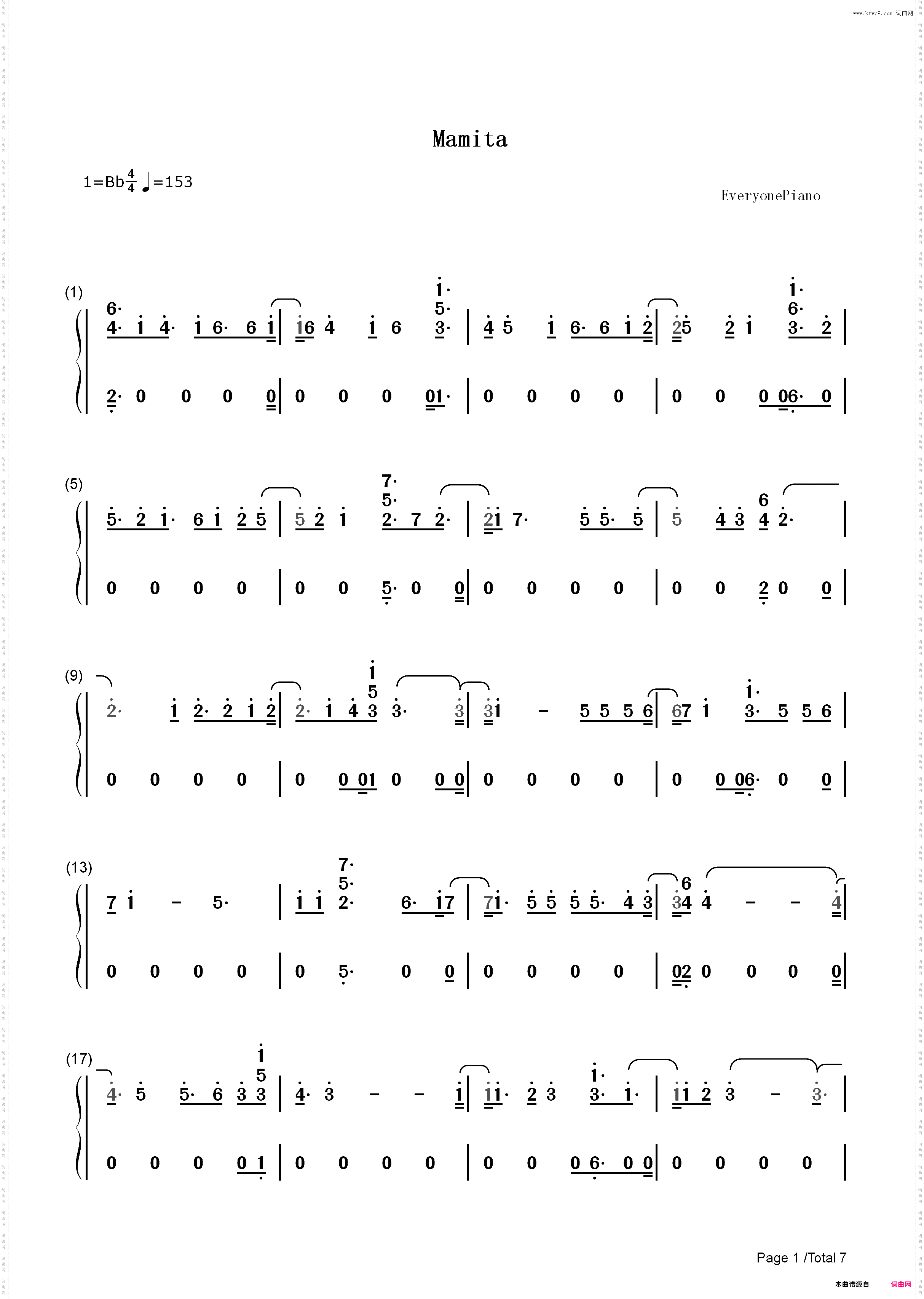 Mamita-CNCO_简谱版