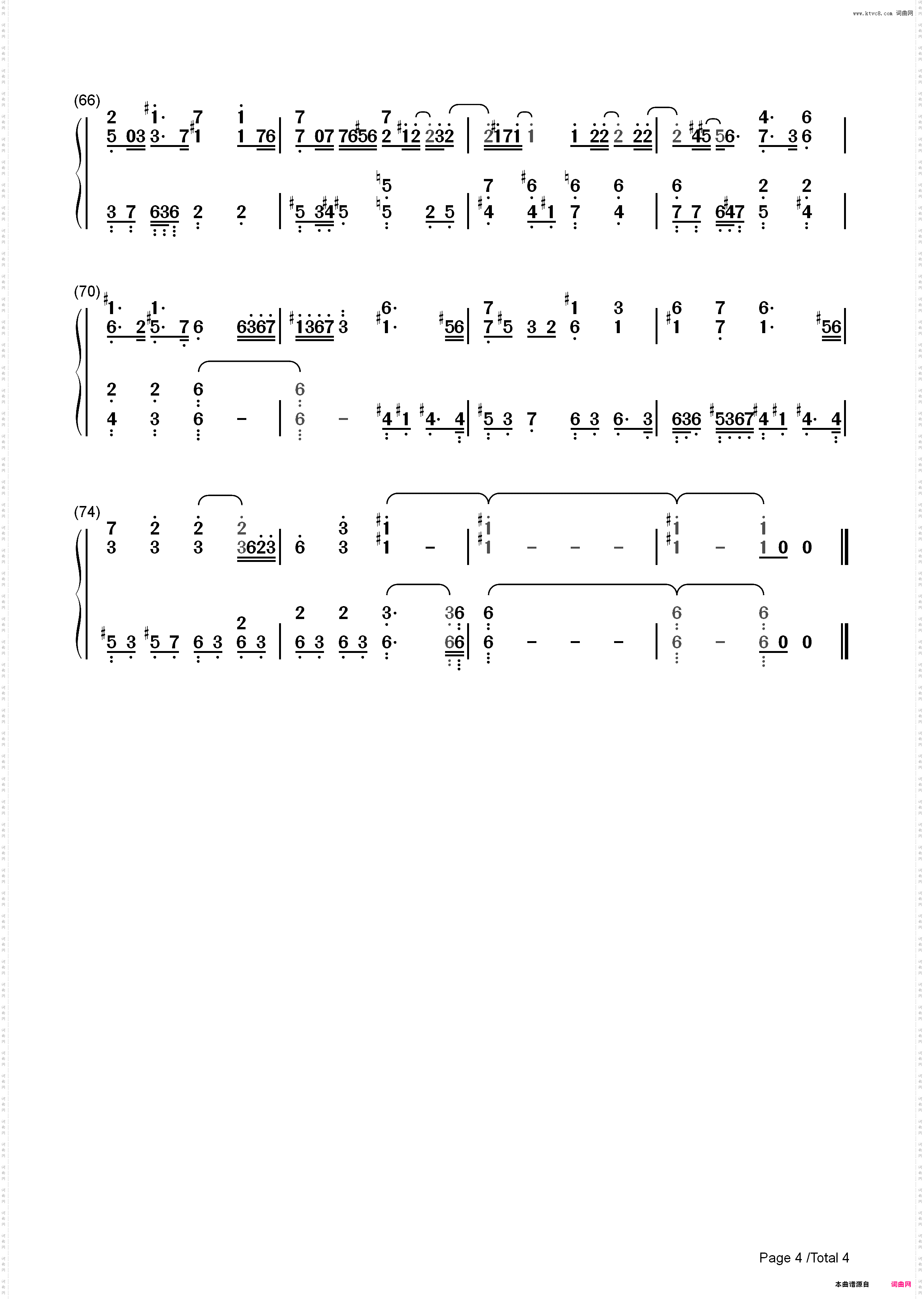 Endless Story-电影NANA插曲_简谱版