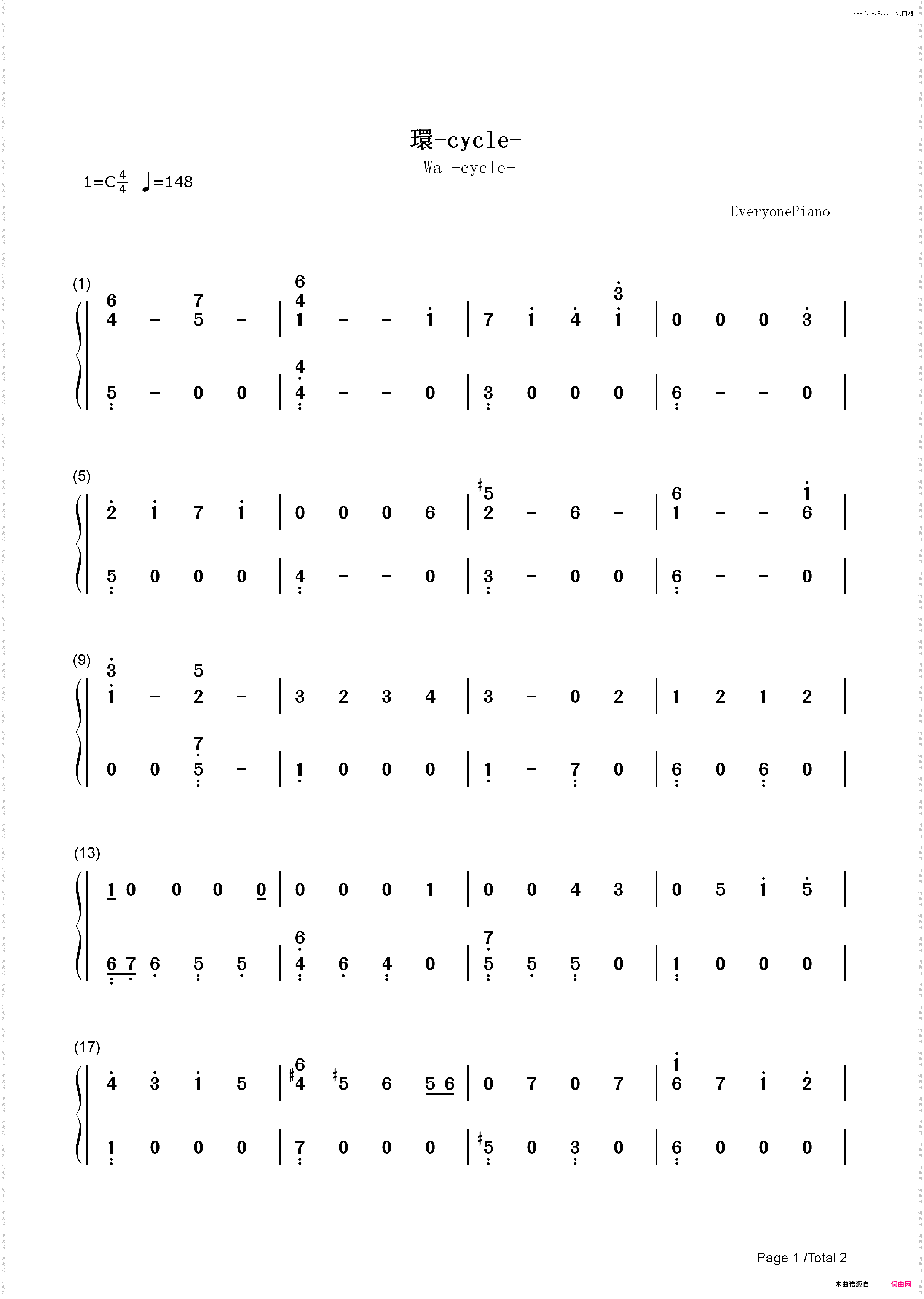 环 -cycle-魔法使的新娘ED_简谱版