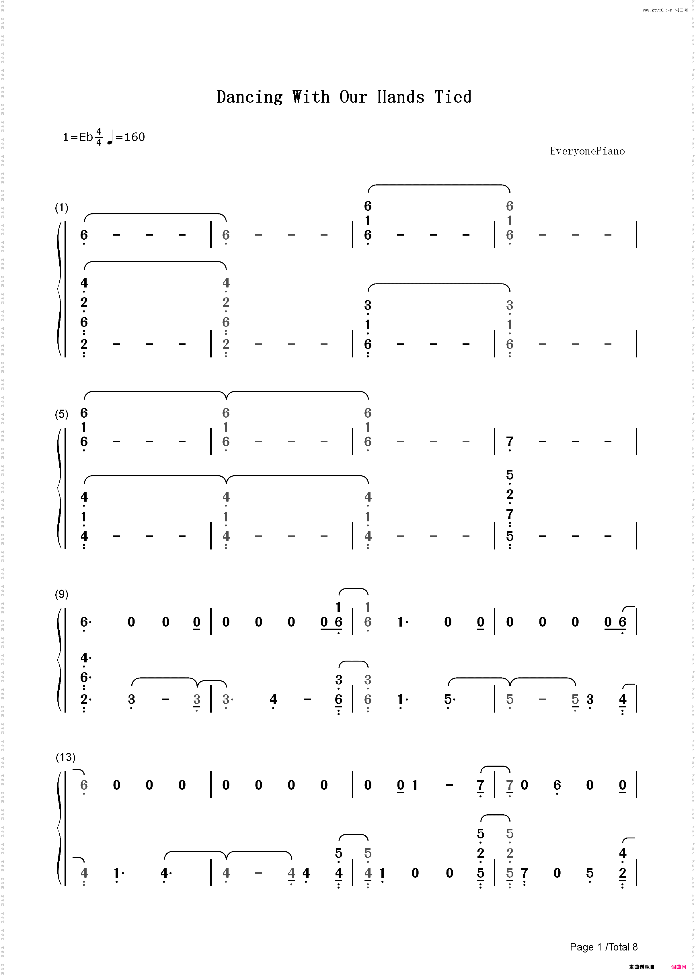 Dancing With Our Hands Tied-Taylor Swift_简谱版