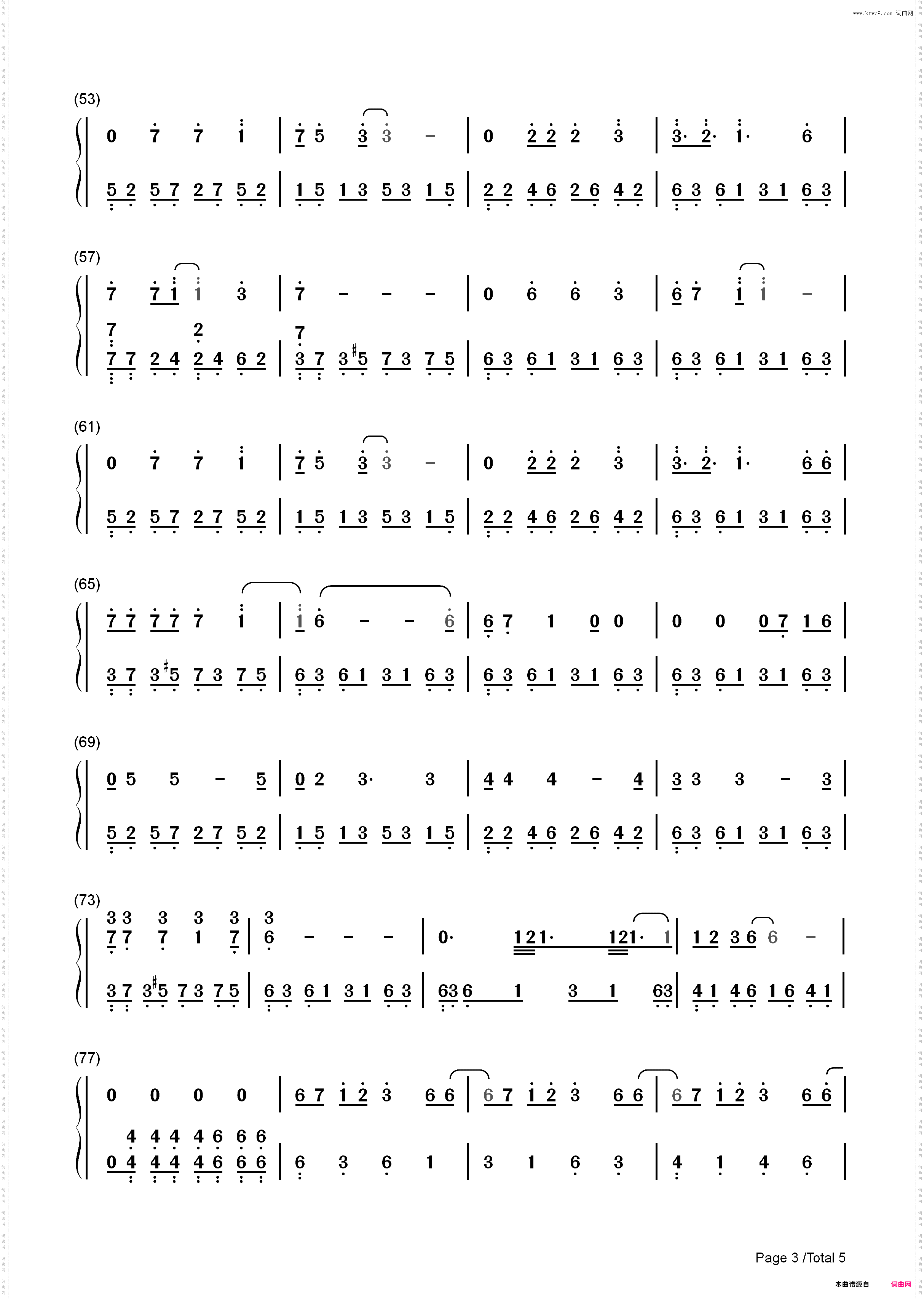 心疼你的过去-许嵩_简谱版