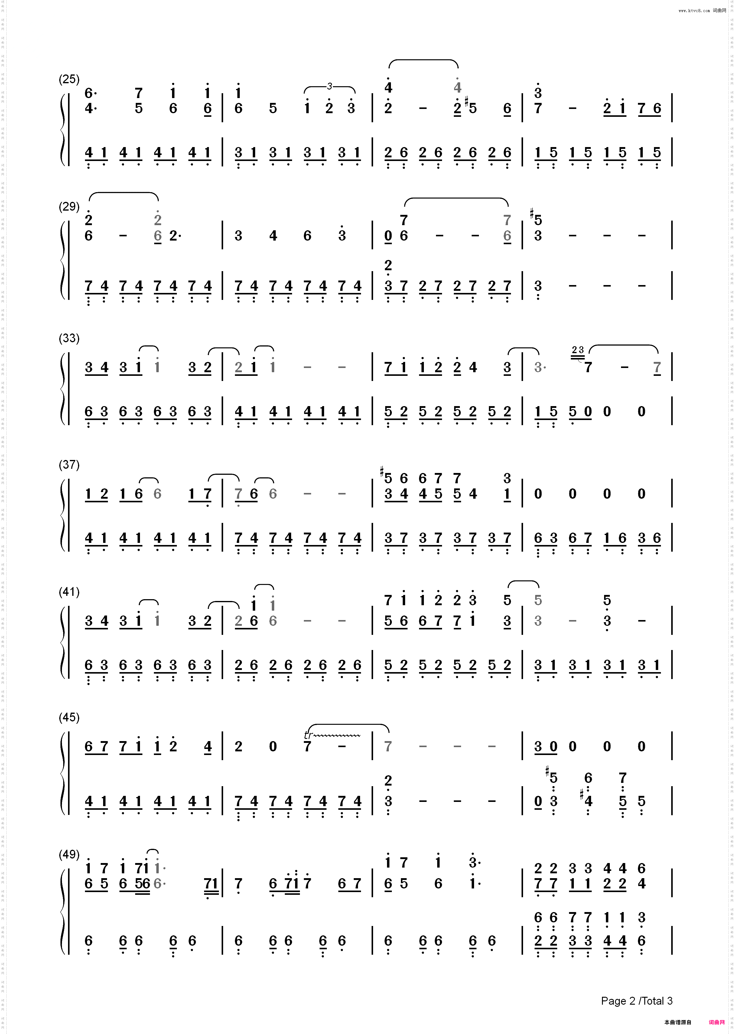 悲伤的天使_简谱版