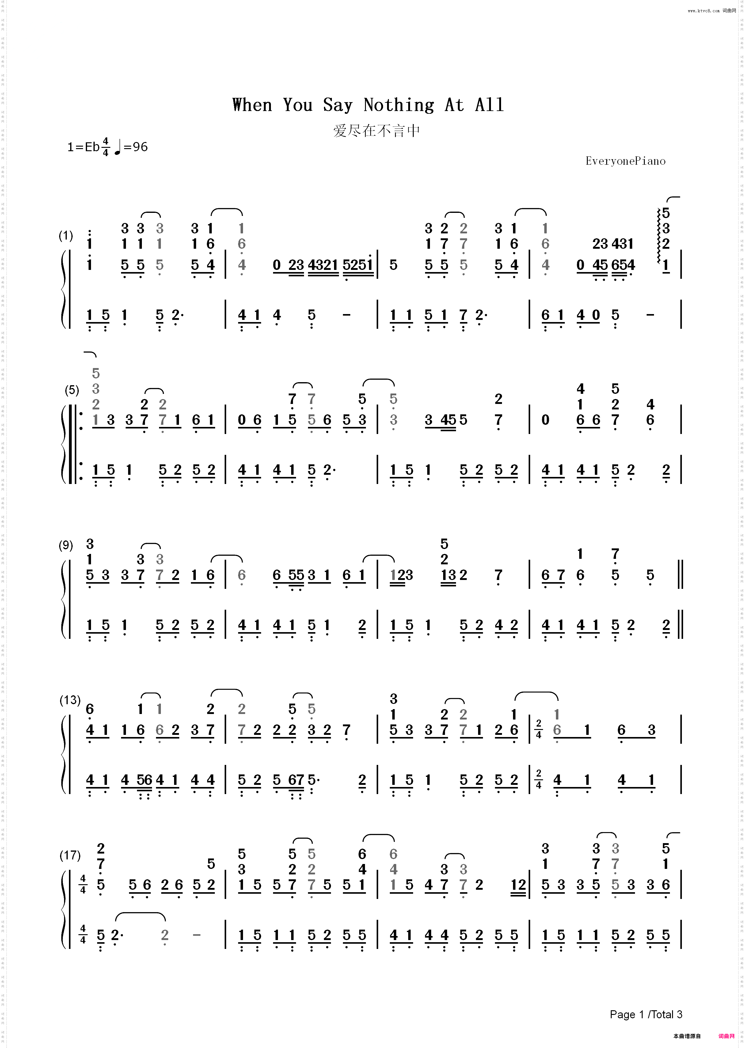 When You Say Nothing At All-Alison Krauss_简谱版