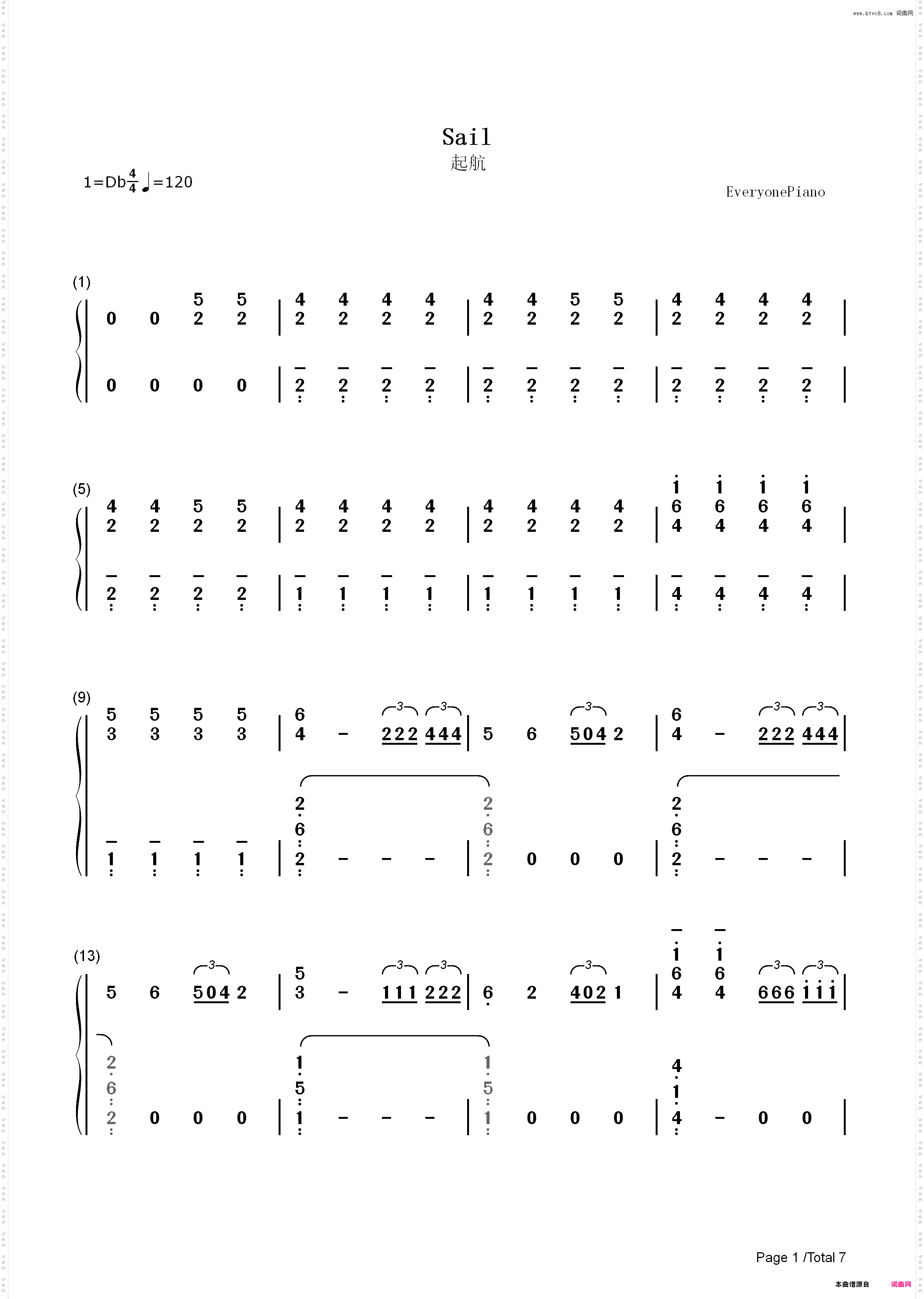 Sail-Awolnation_简谱版