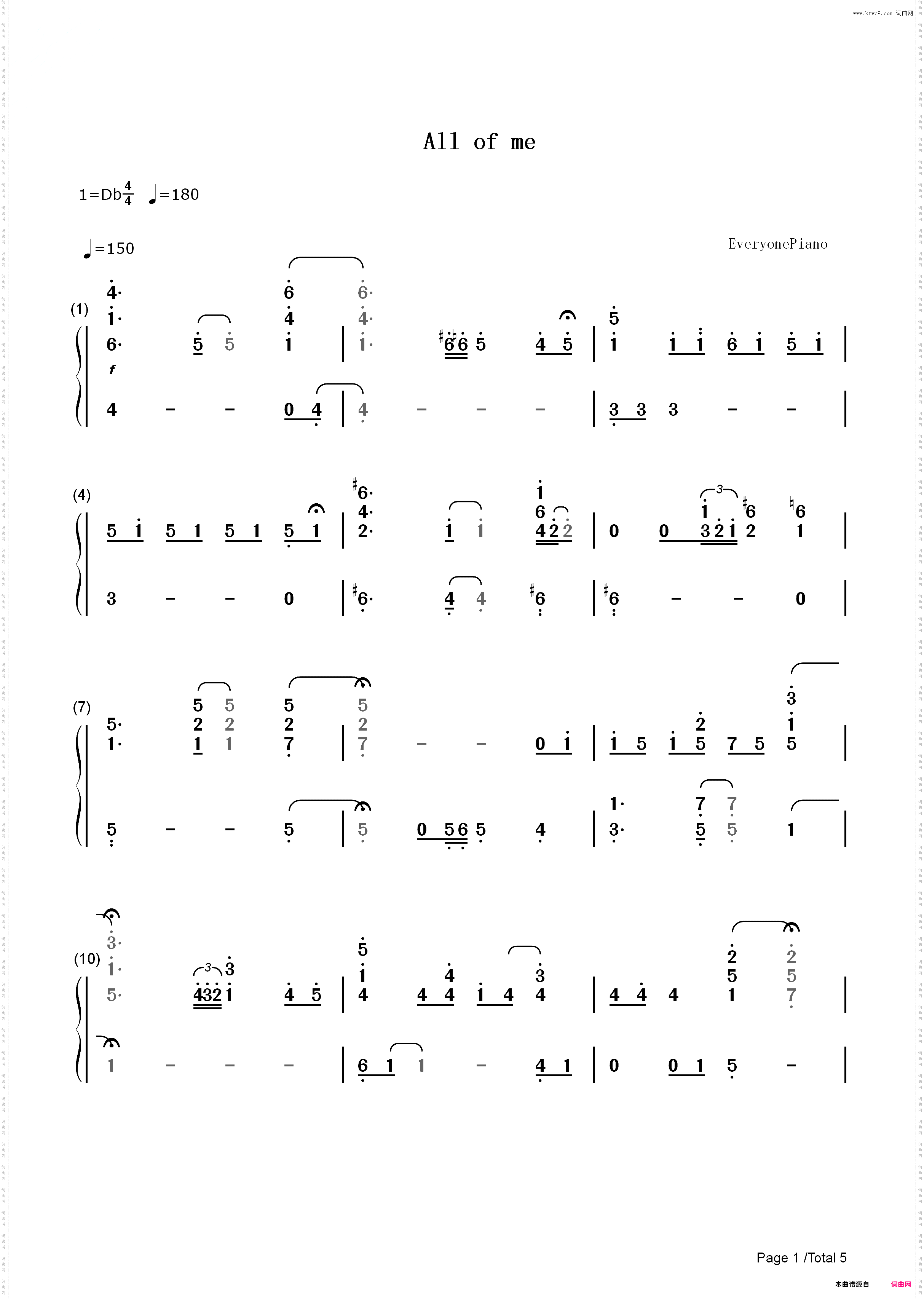 All of Me-Jon Schmidt_简谱版
