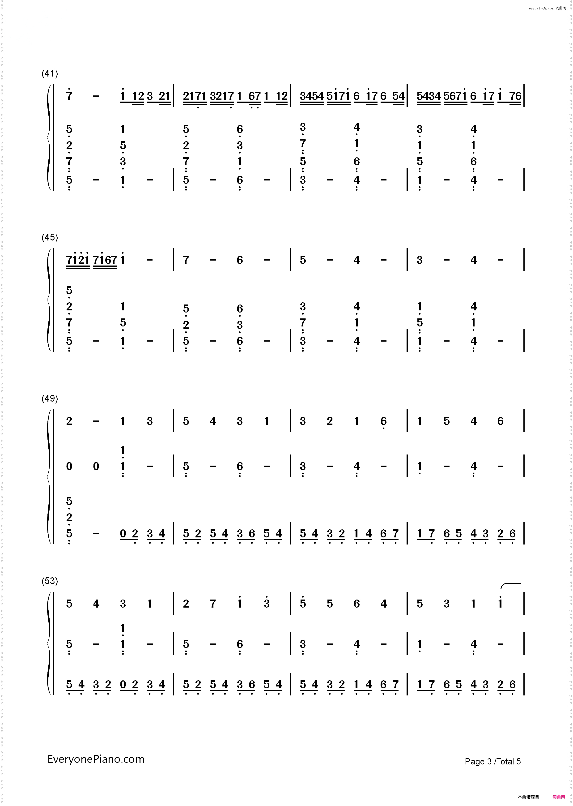 卡农 大爱人间-巴哈贝尔Pachelbel_简谱版