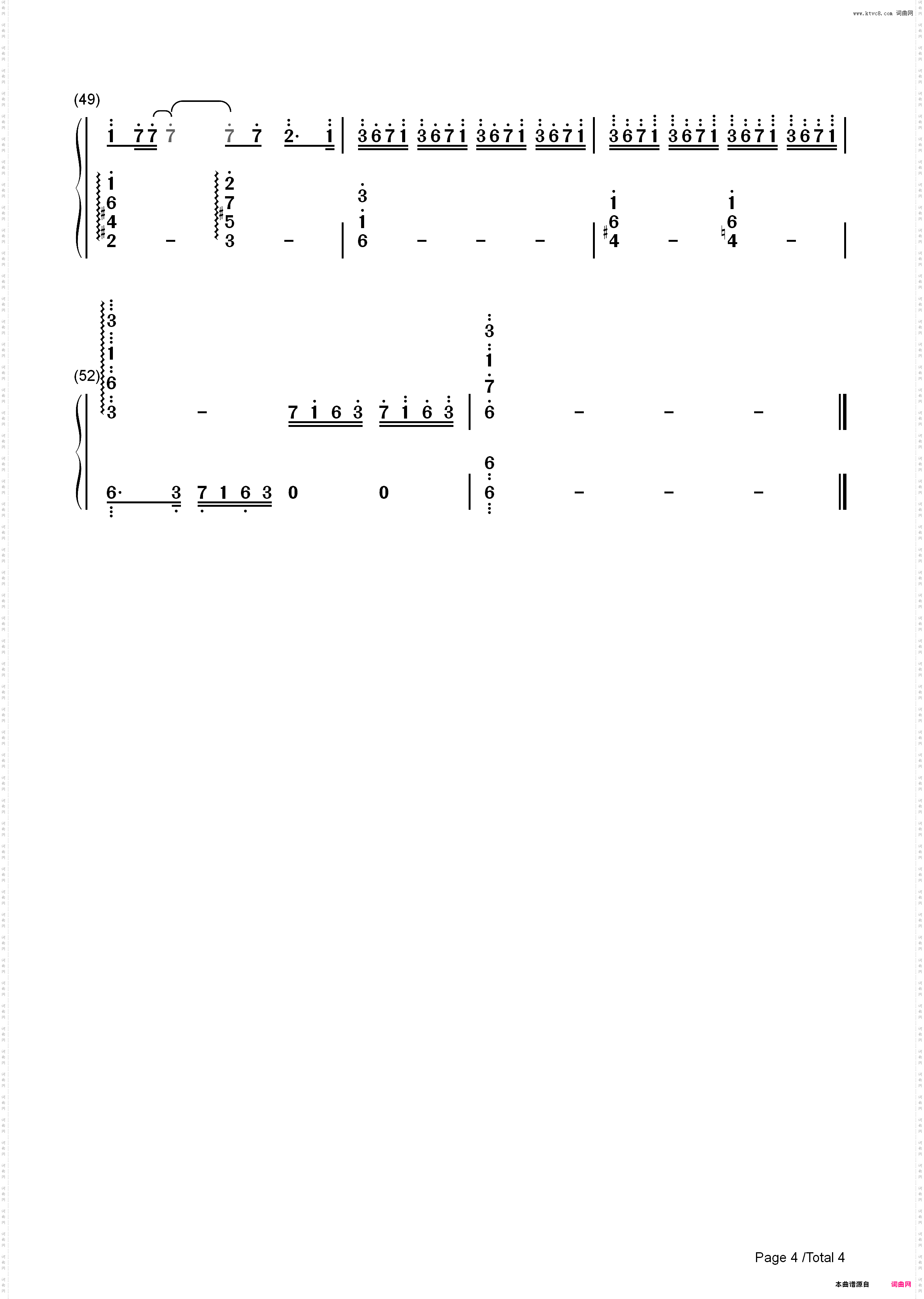 让梦冬眠-像雾像雨又像风片尾曲_简谱版