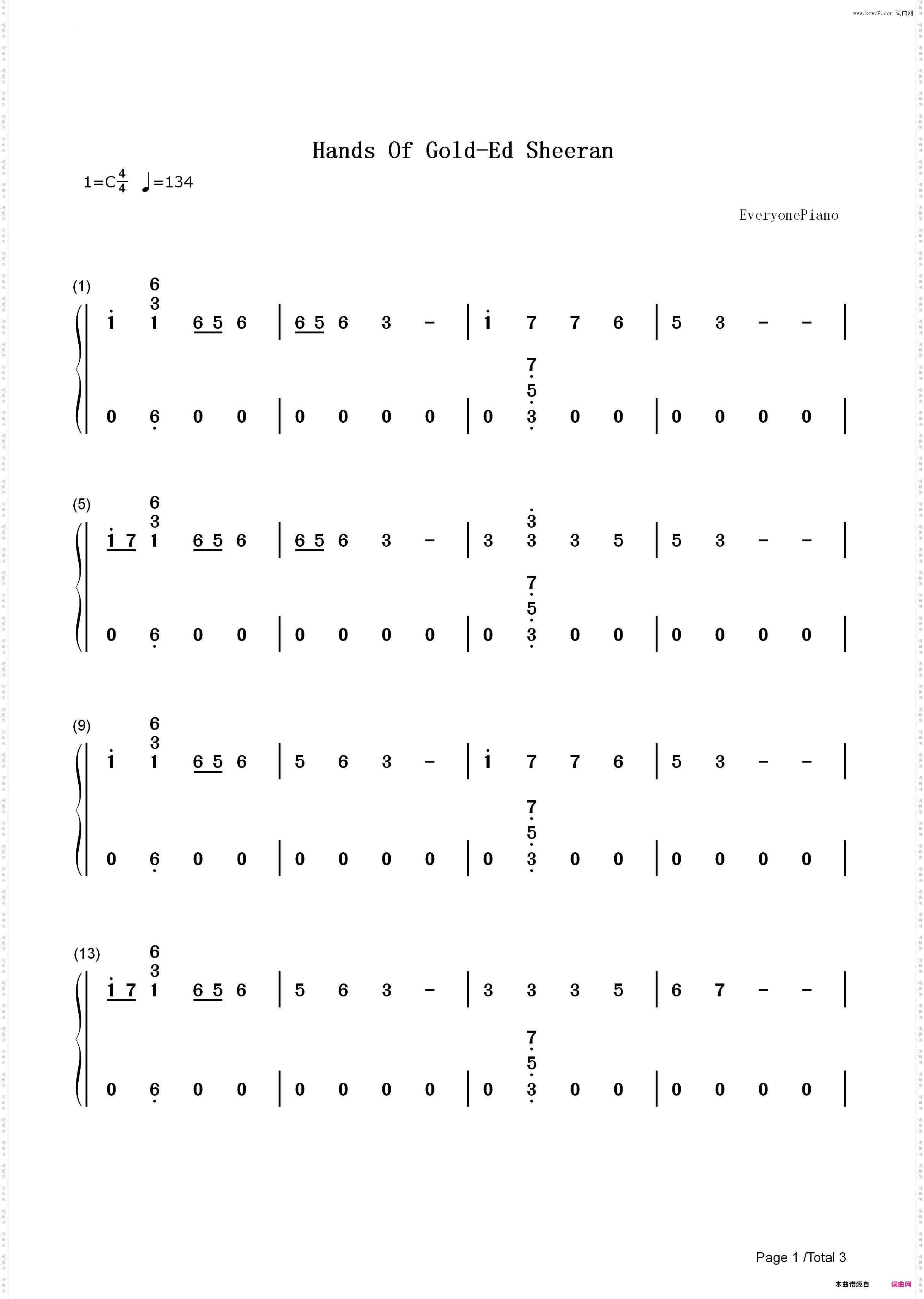 Hands Of Gold-权力的游戏第七季OST_简谱版