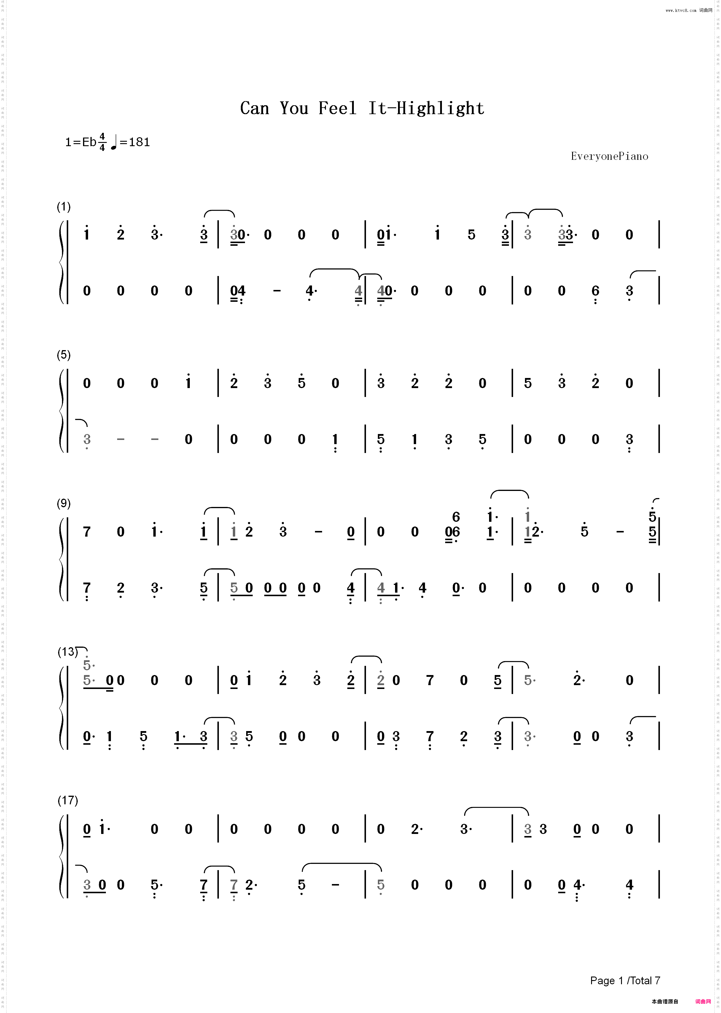 Can You Feel It-Highlight_简谱版