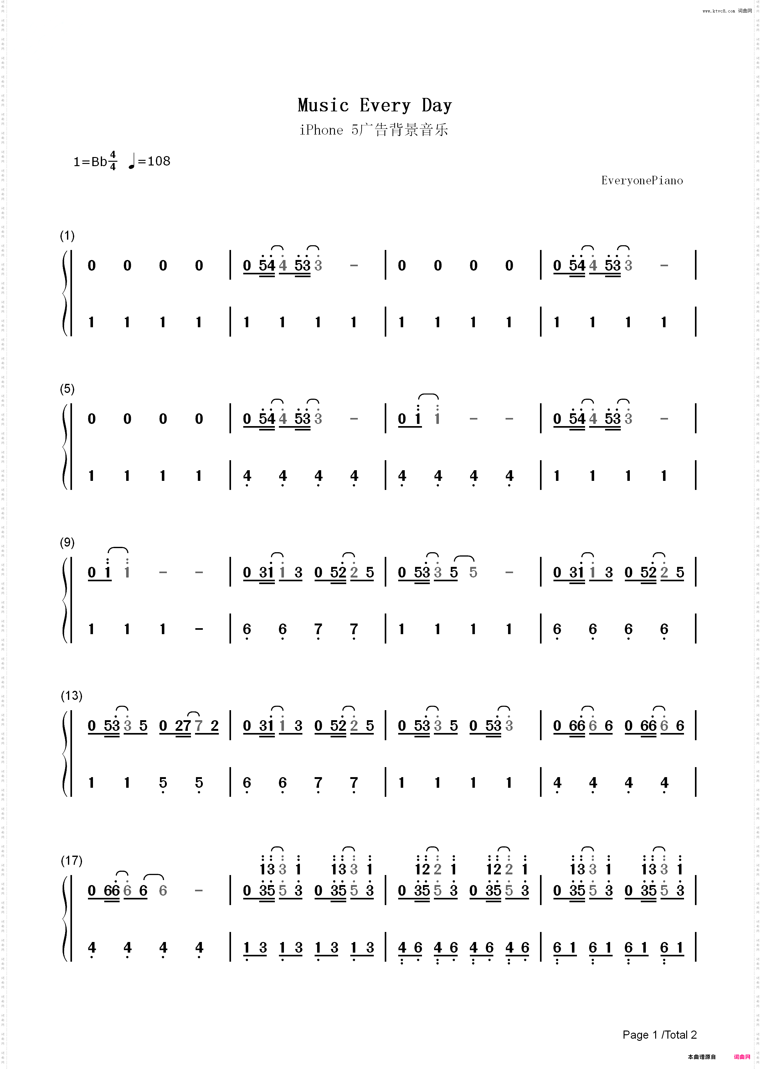 Music Every Day-iPhone 5 ***背景音乐_简谱版