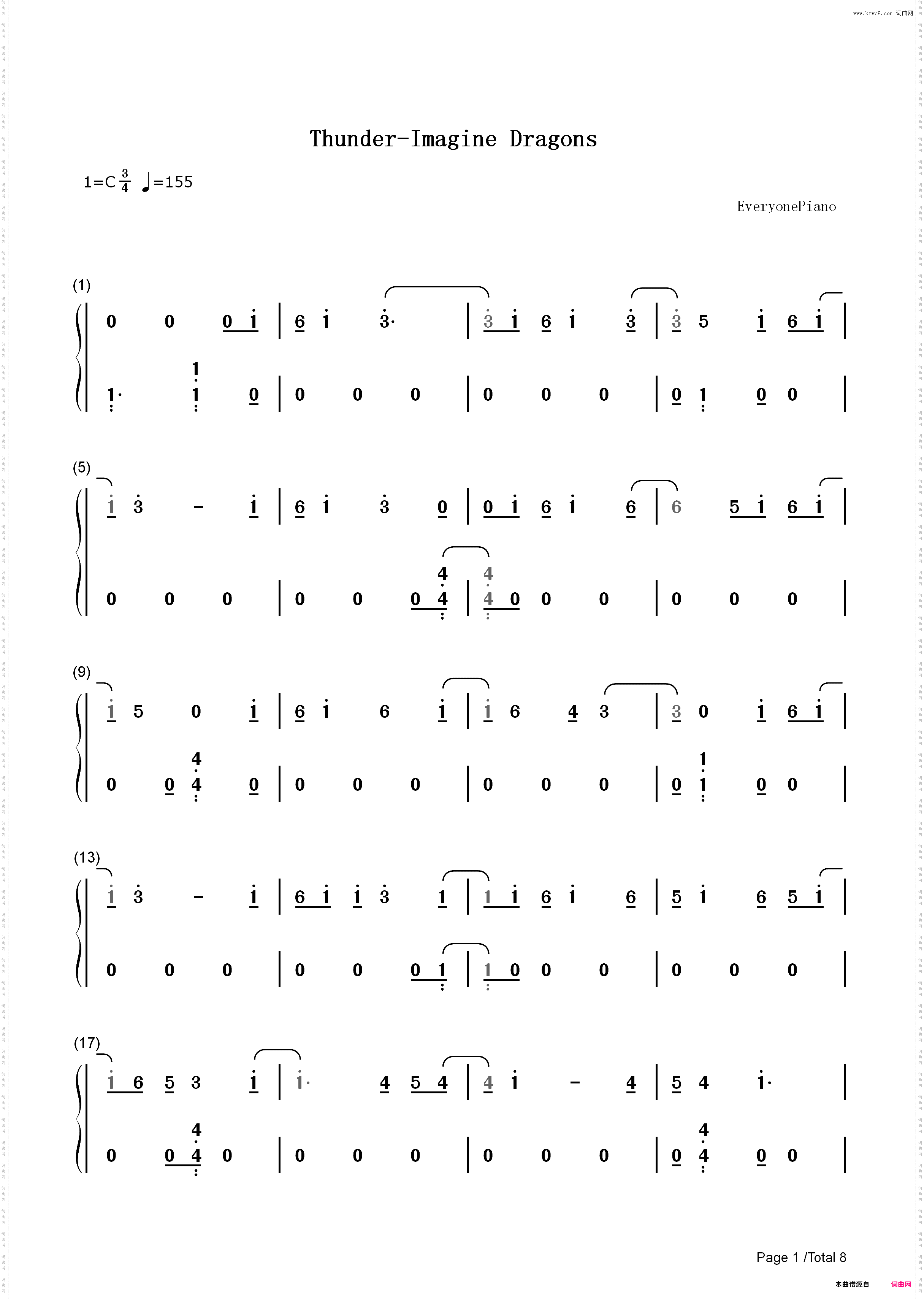 Thunder-Imagine Dragons_简谱版