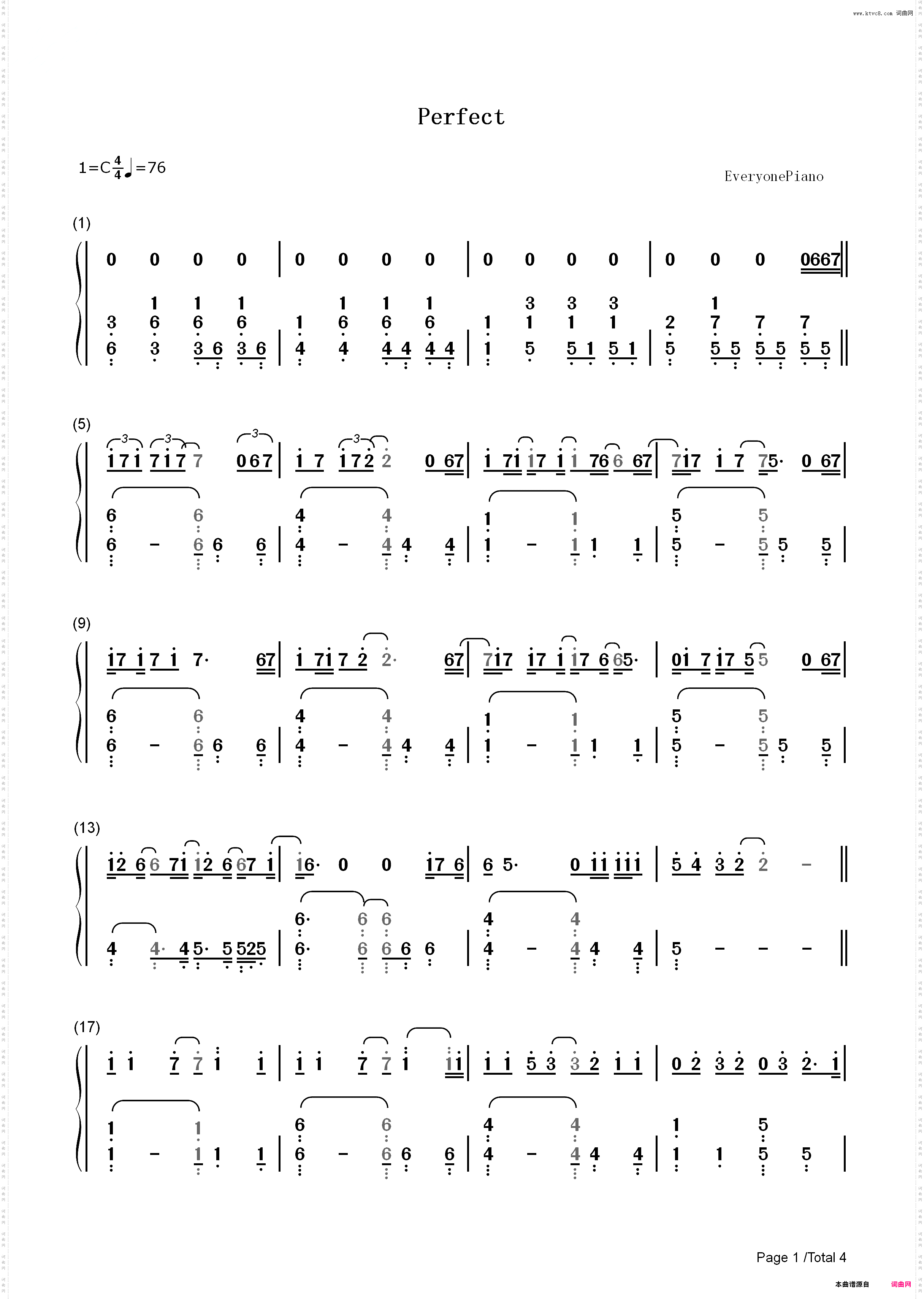 Perfect-Hedley_简谱版