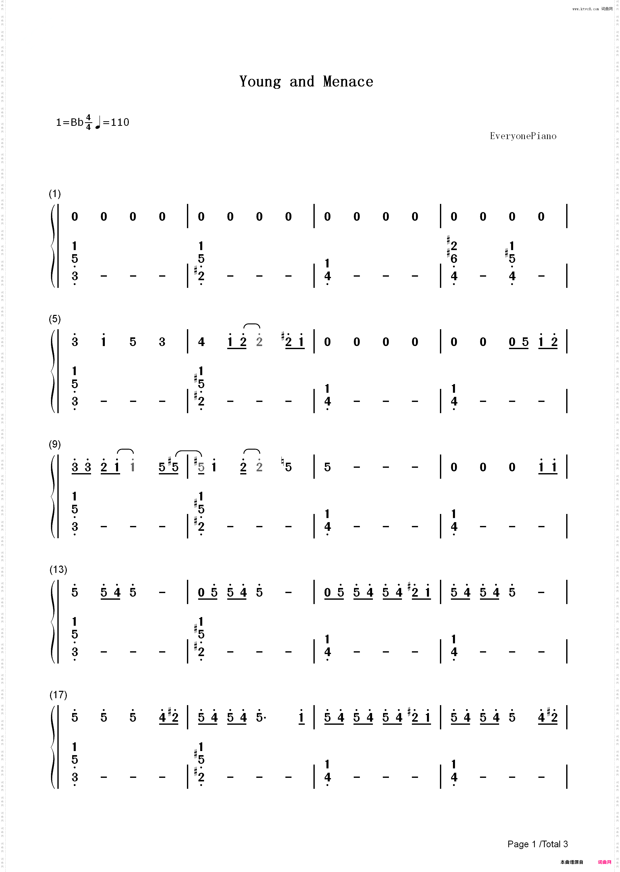 Young and Menace-Fall Out Boy_简谱版
