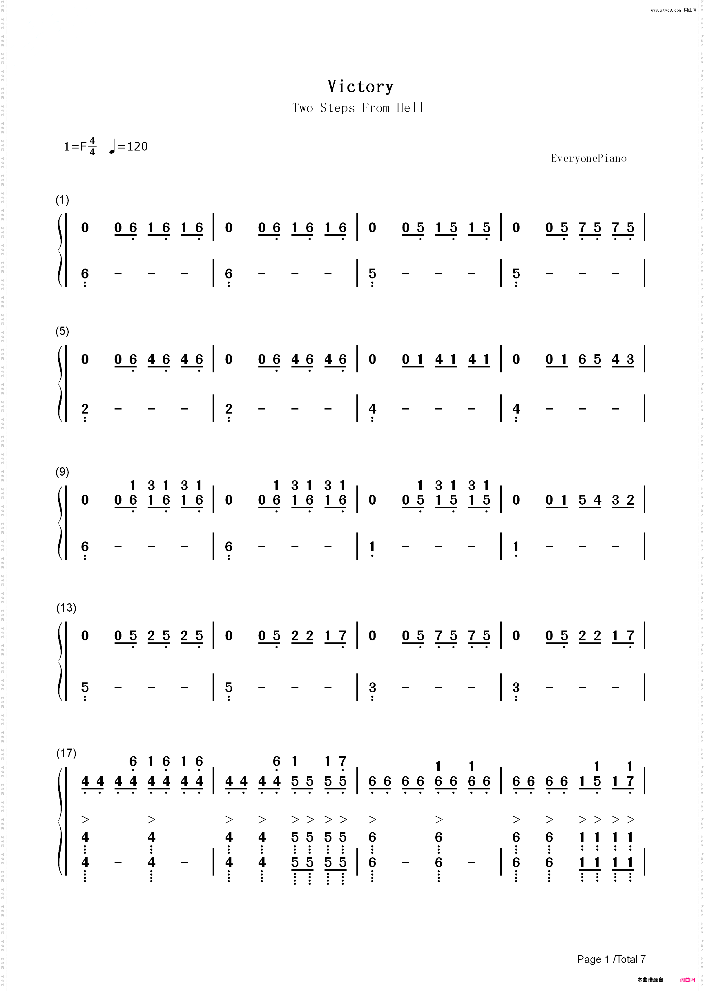 Victory-Two Steps From Hell_简谱版