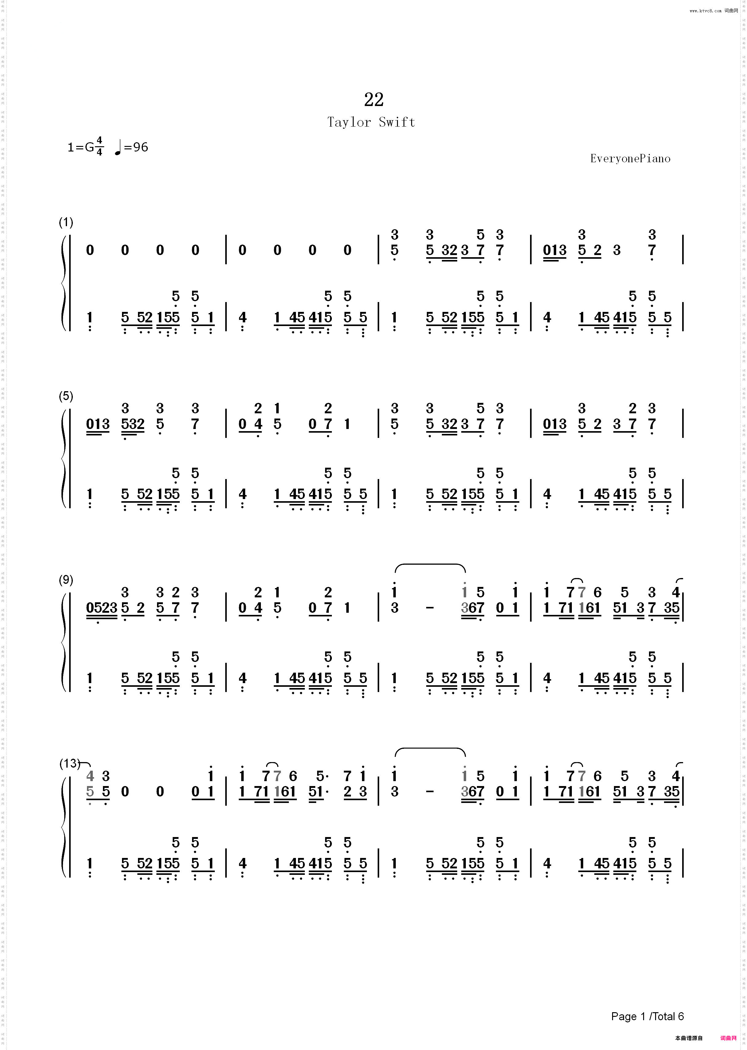 22-Taylor Swift_简谱版