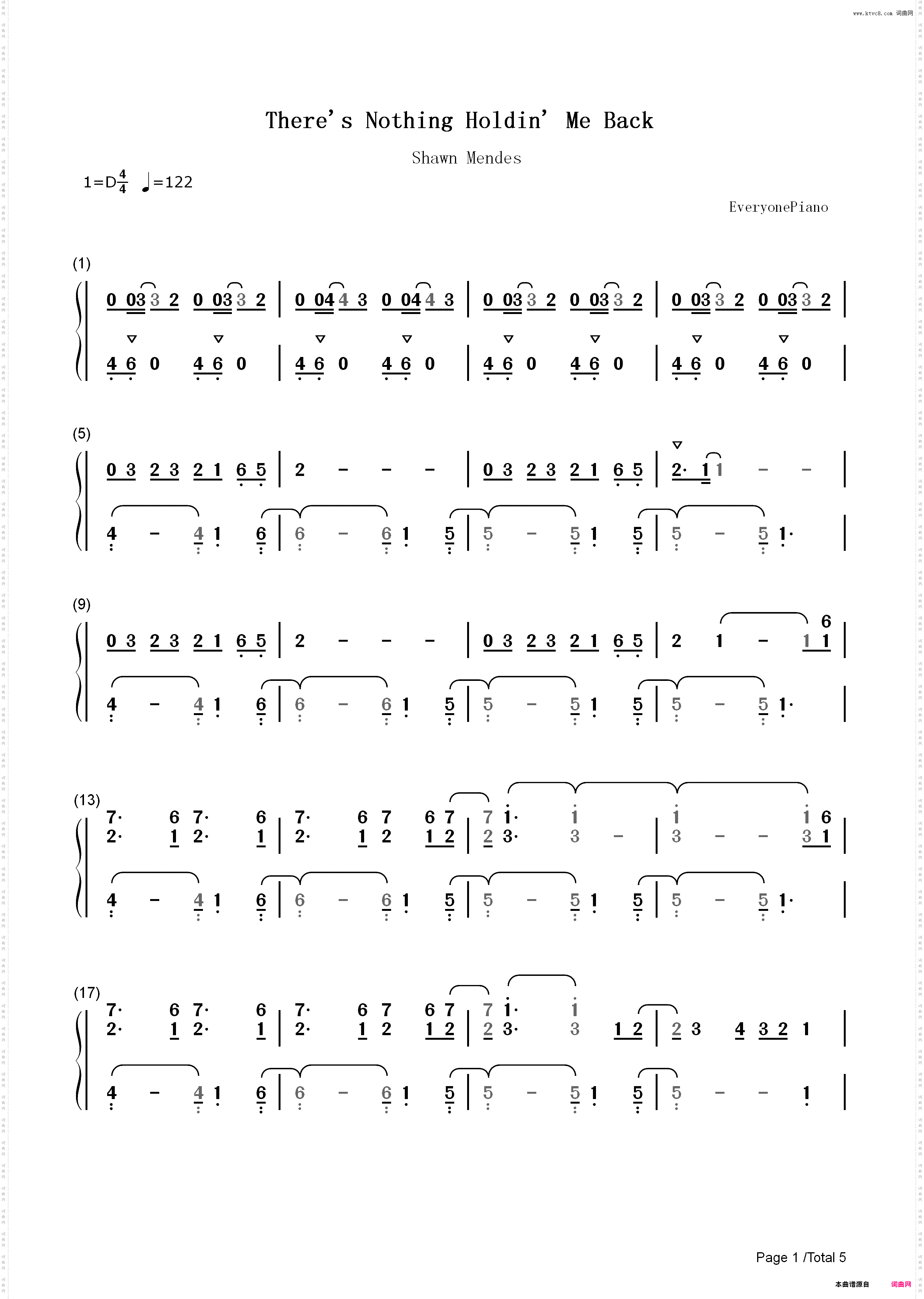 There Is Nothing Holdin Me Back_简谱版