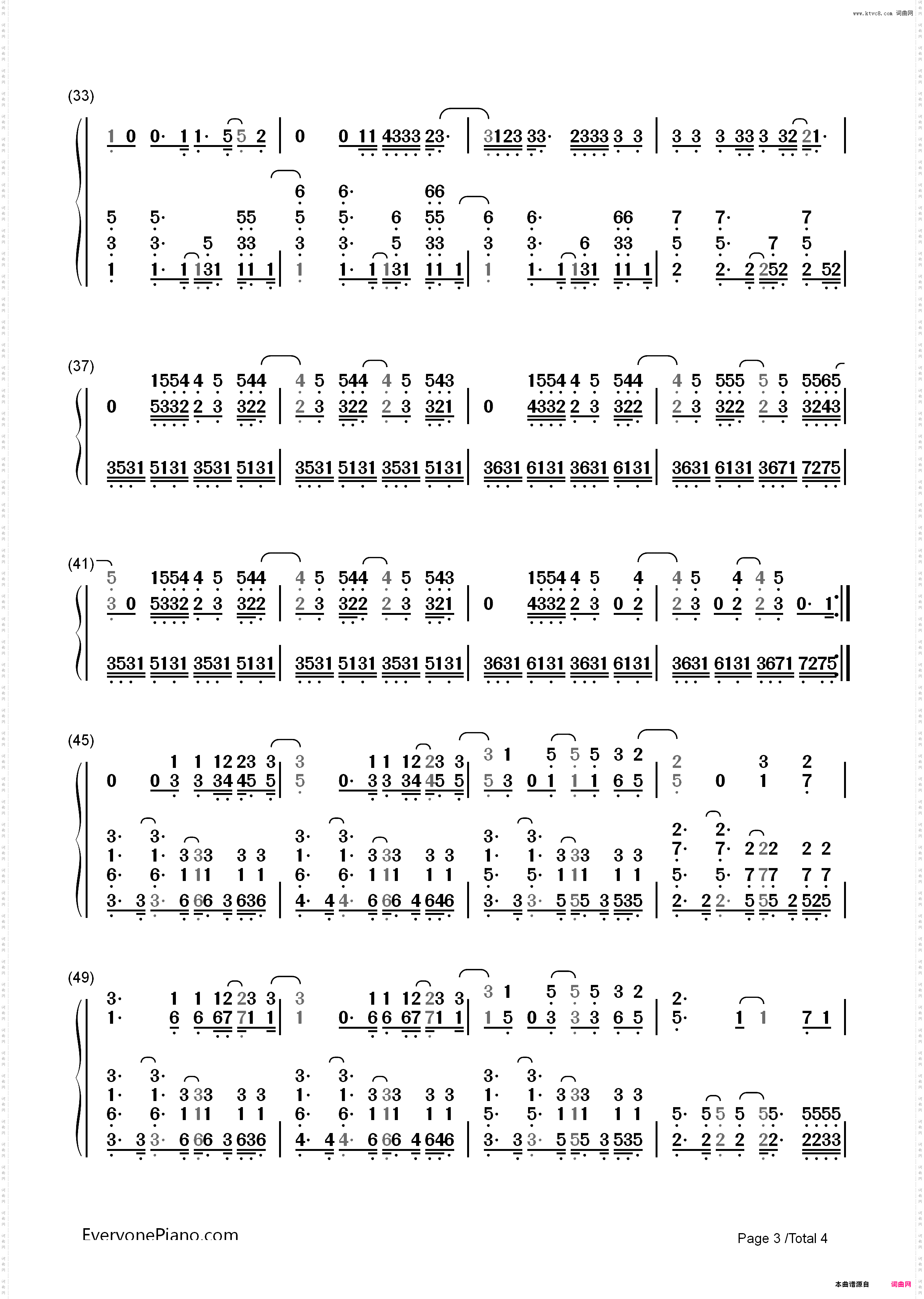 Everything Has Changed-Taylor Swift_简谱版