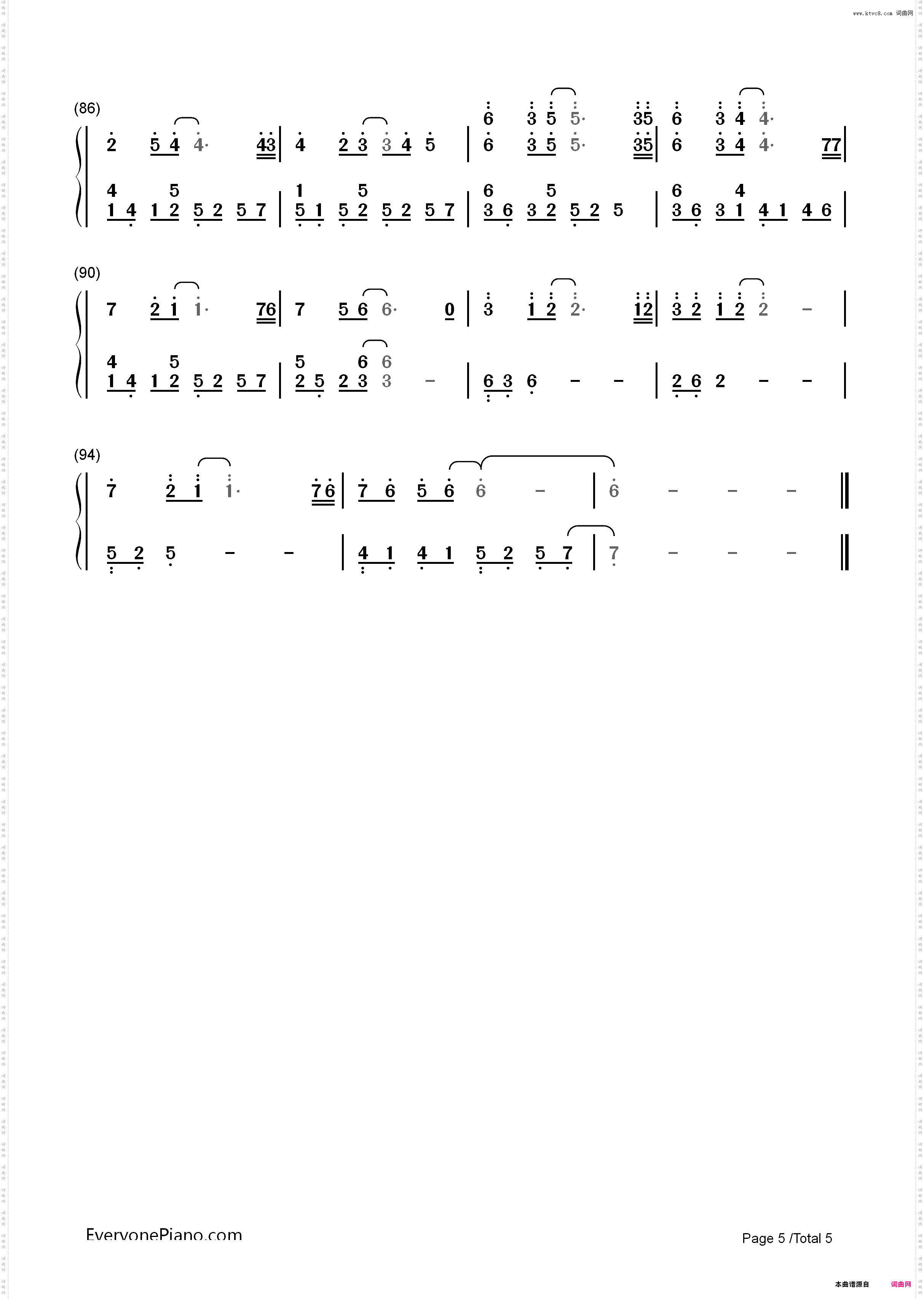 Tum Hi Ho-爱曲2插曲_简谱版