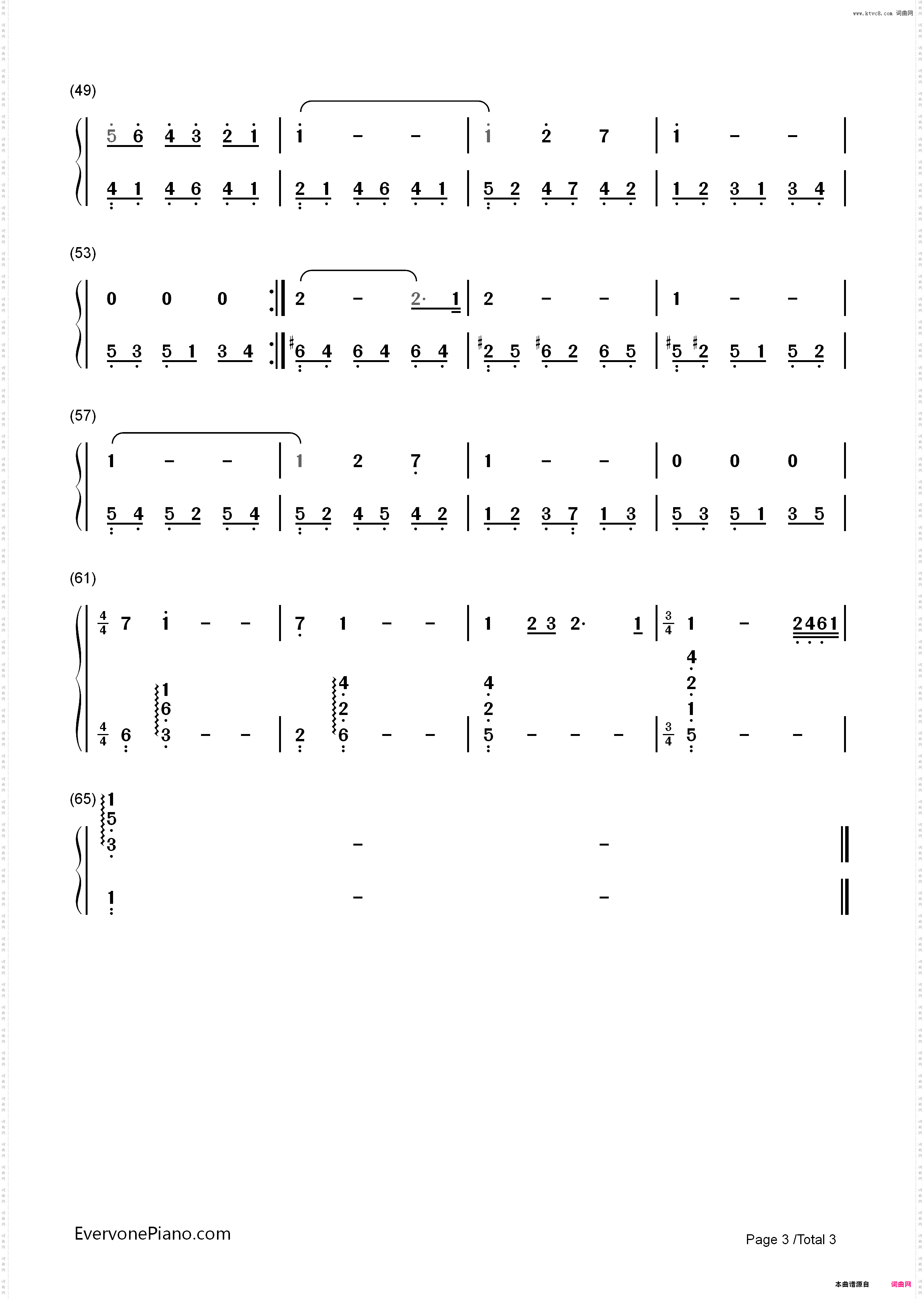 Cavatina-卡伐蒂娜-猎鹿人主题曲_简谱版