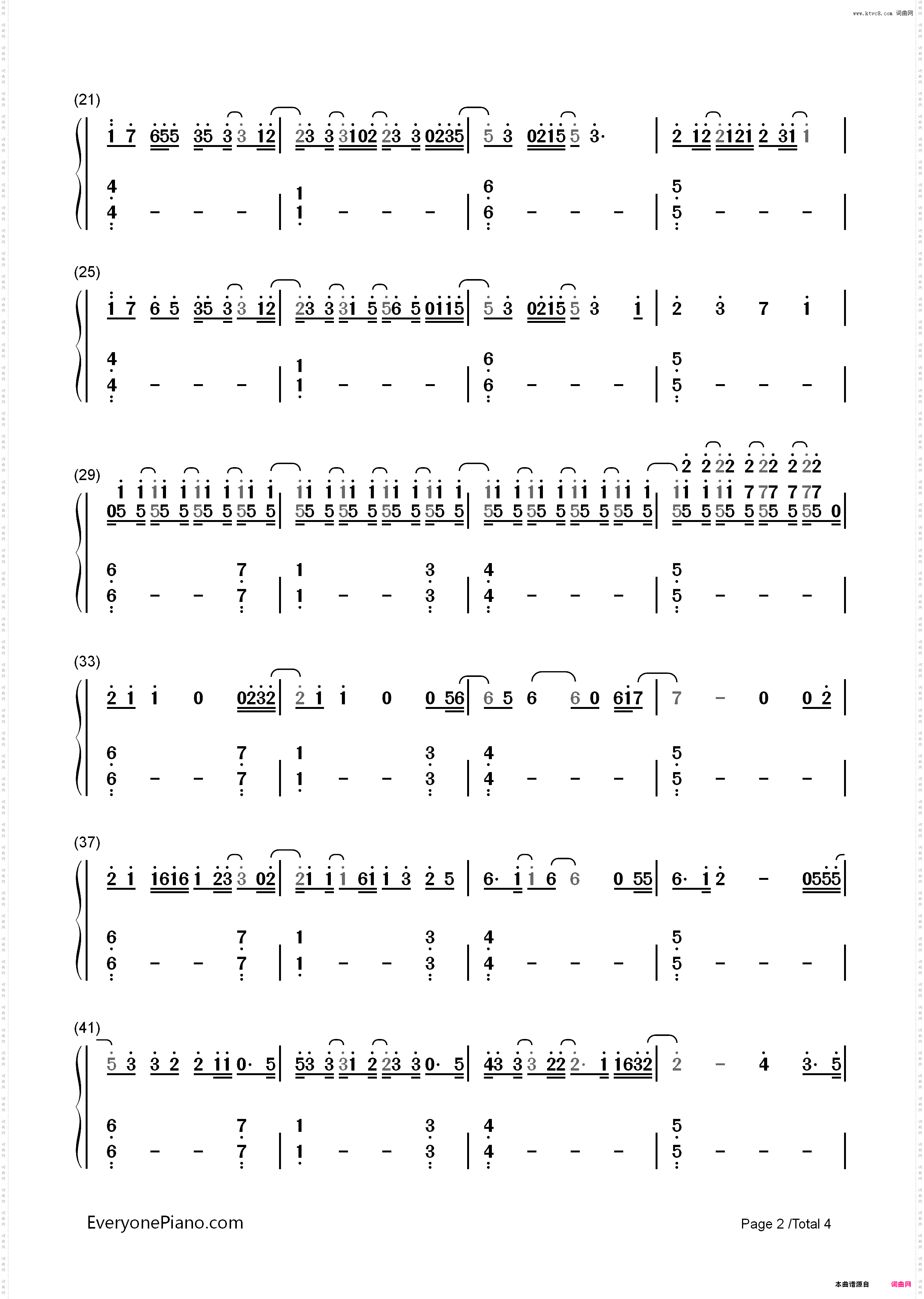 Kiss Me Slowly-Parachute_简谱版