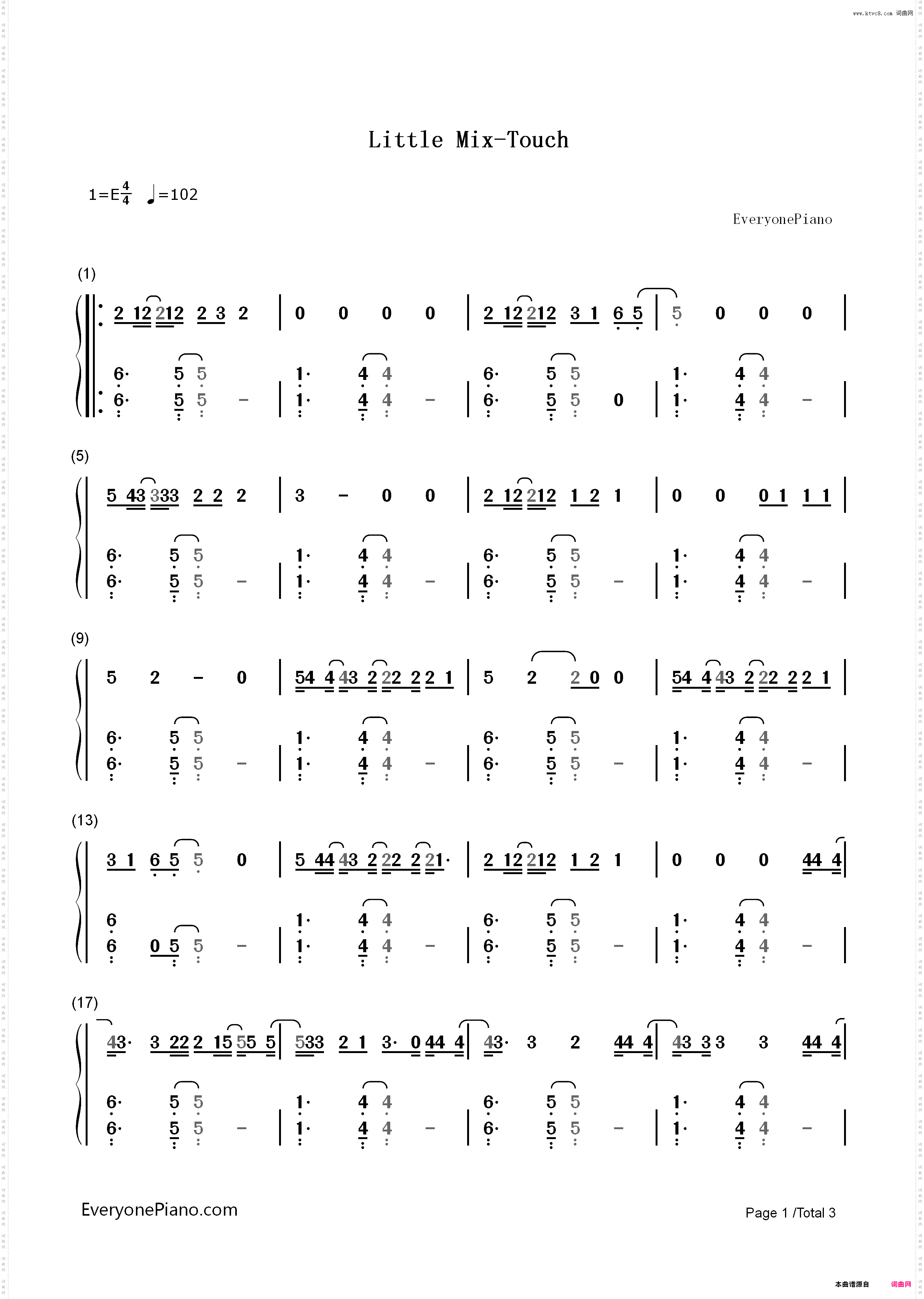 Touch-Little Mix_简谱版