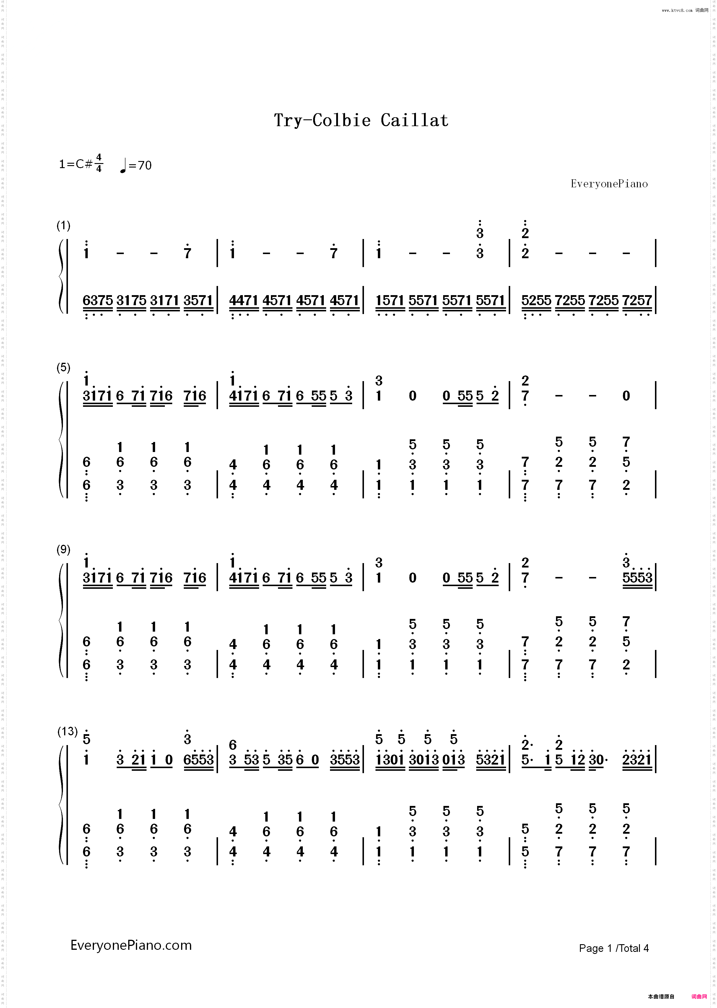 Try-Colbie Caillat_简谱版