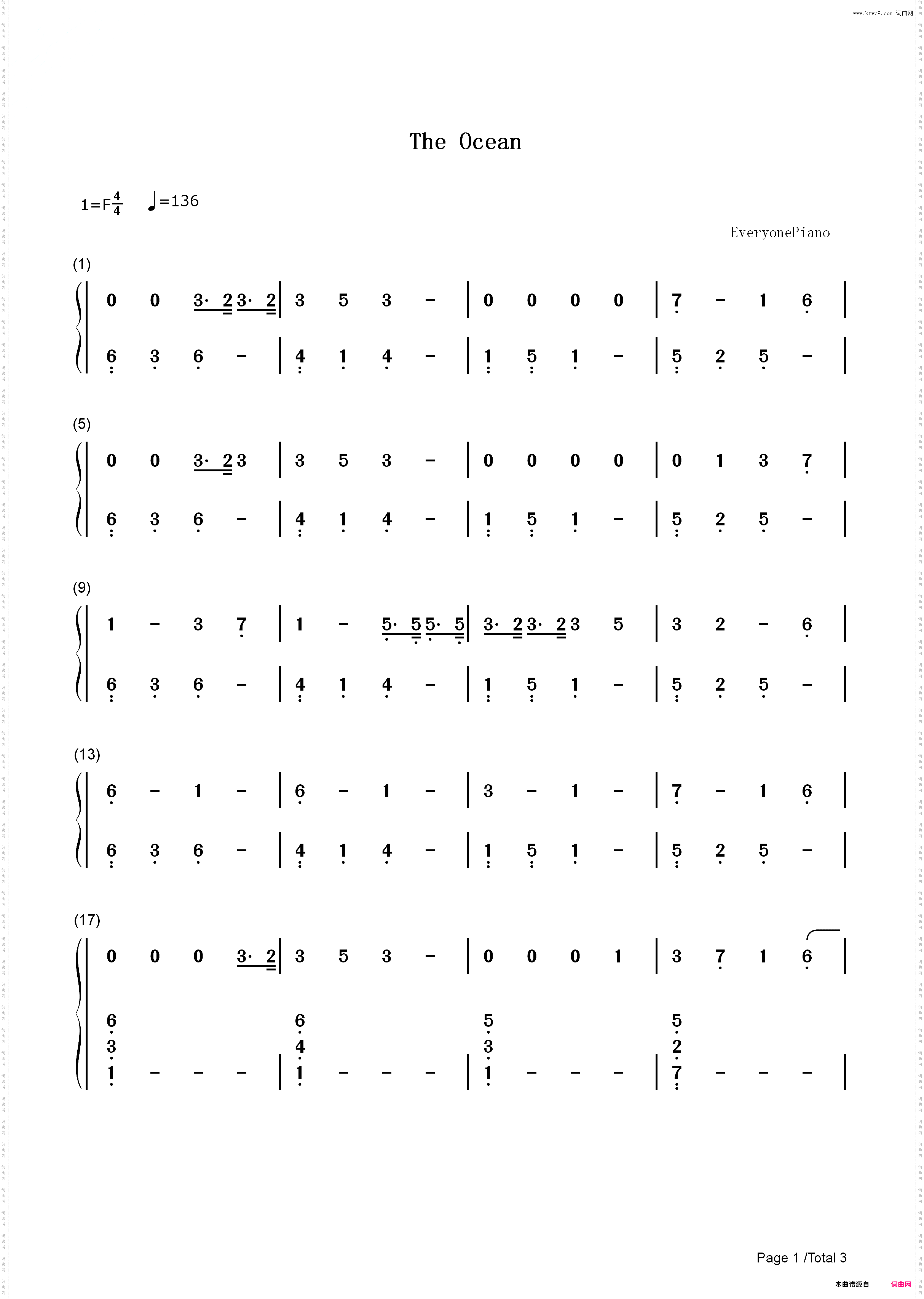 The Ocean-Mike Perry_简谱版