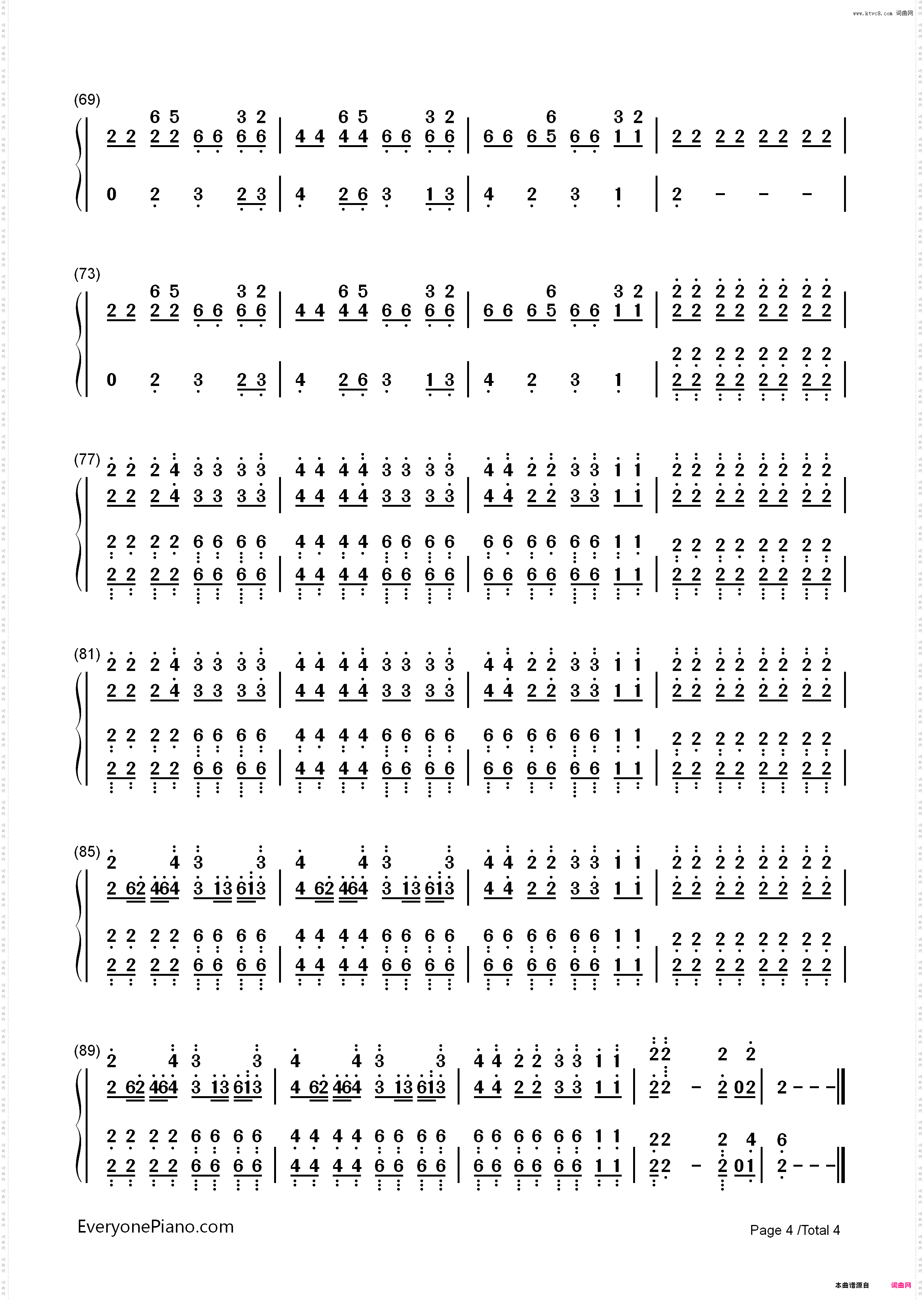 Nie Gefragt-Nachtblut_简谱版