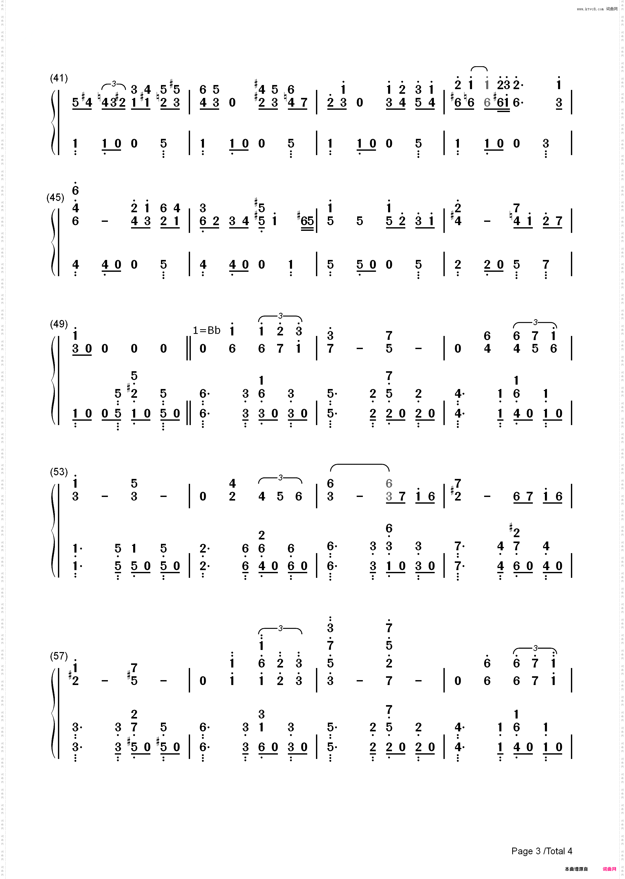 Por Una Cabeza-经典探戈舞曲_简谱版