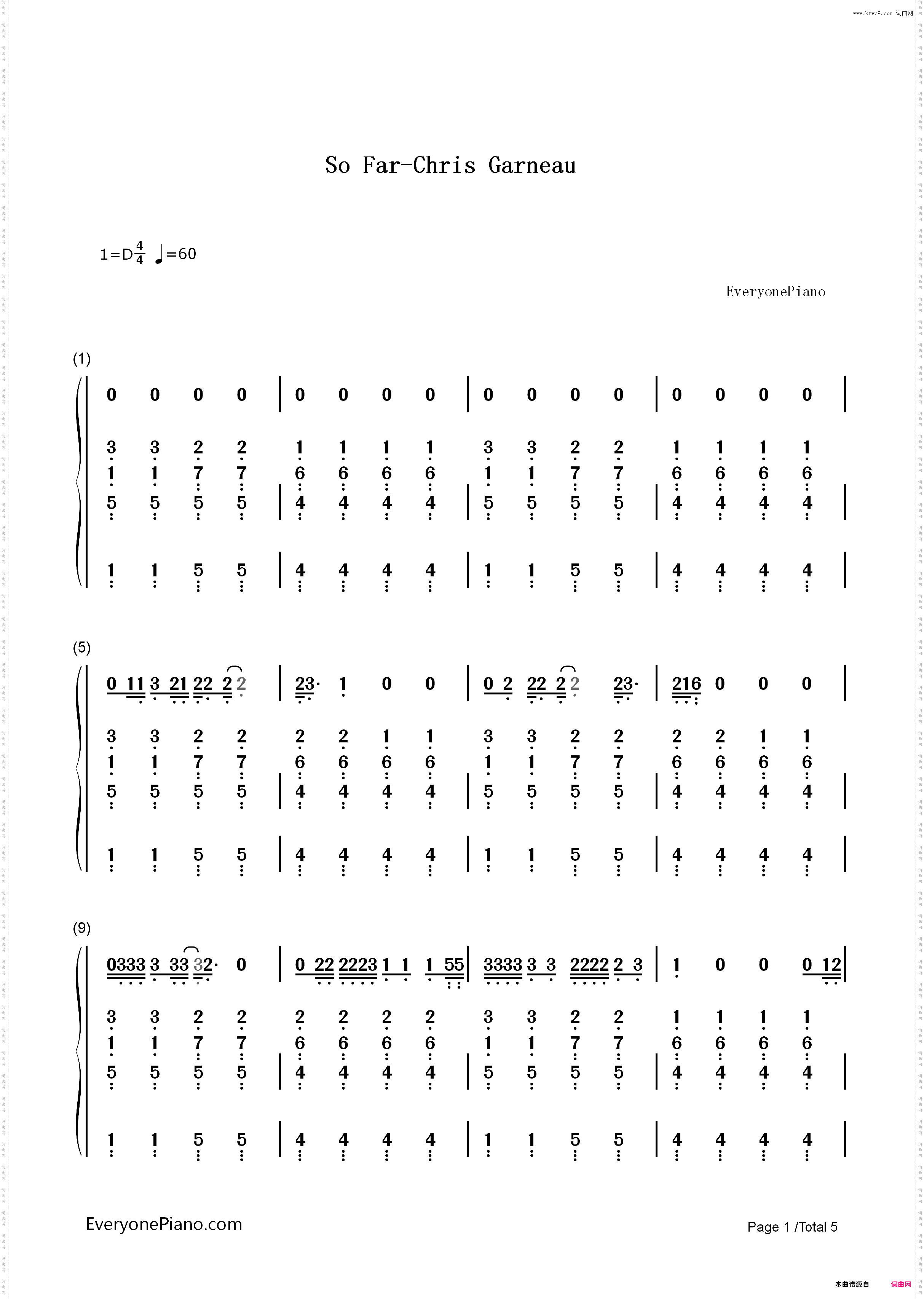 So Far-Chris Garneau_简谱版