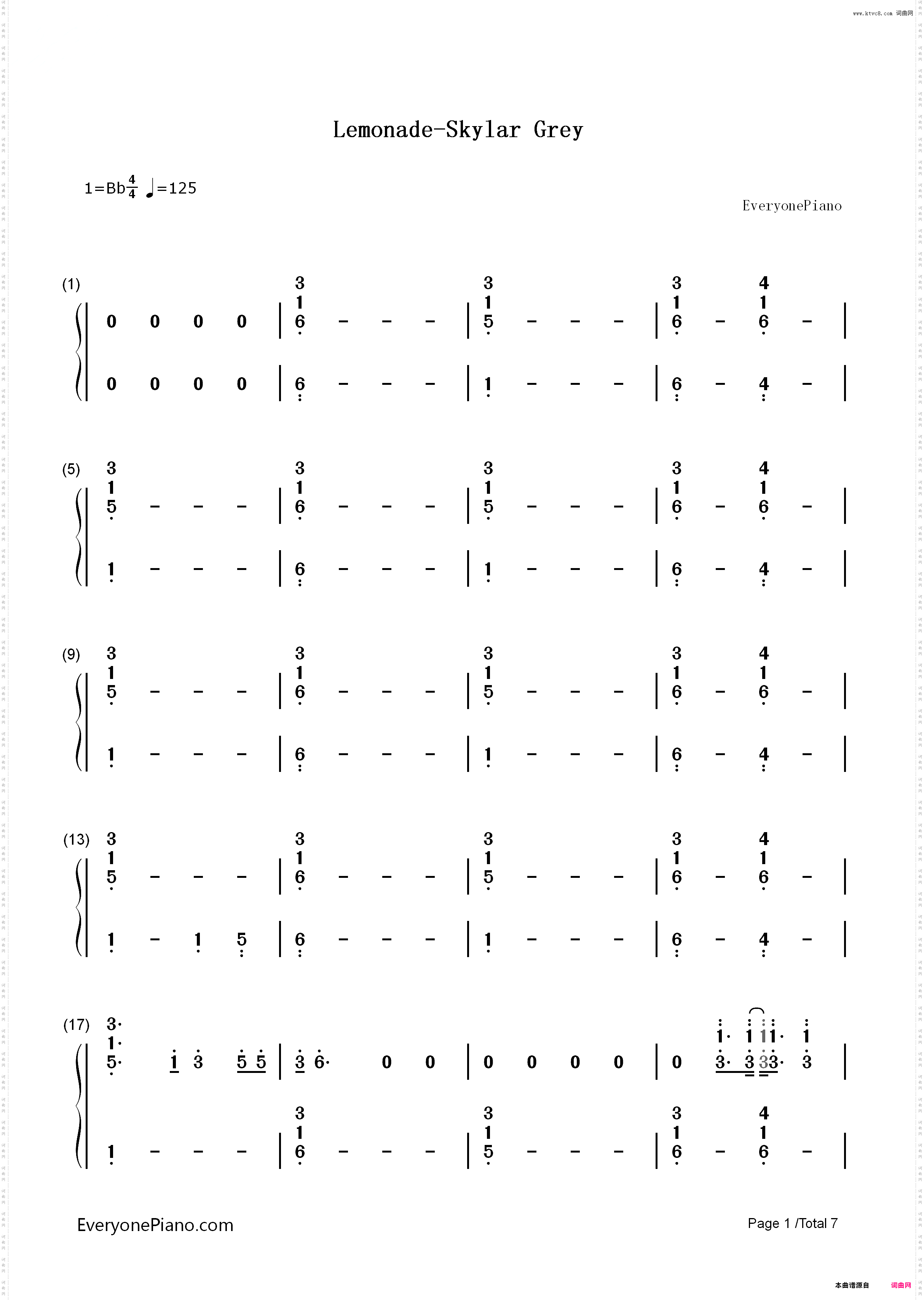 Lemonade-Skylar Grey_简谱版