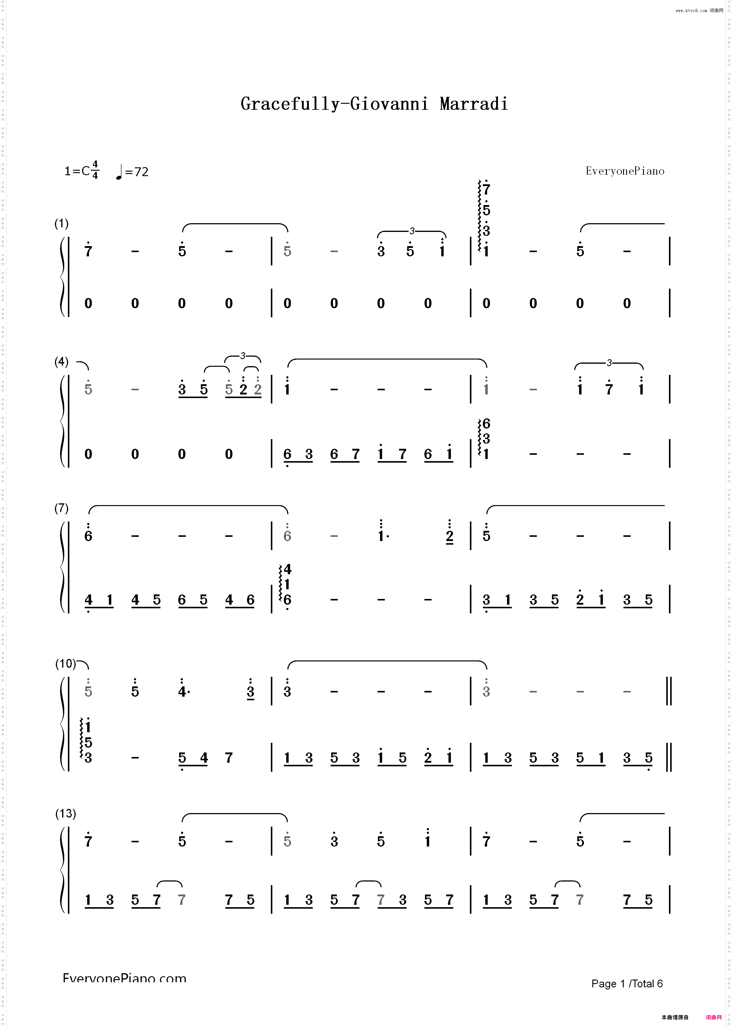 Gracefully-Giovanni Marradi乔瓦尼_简谱版