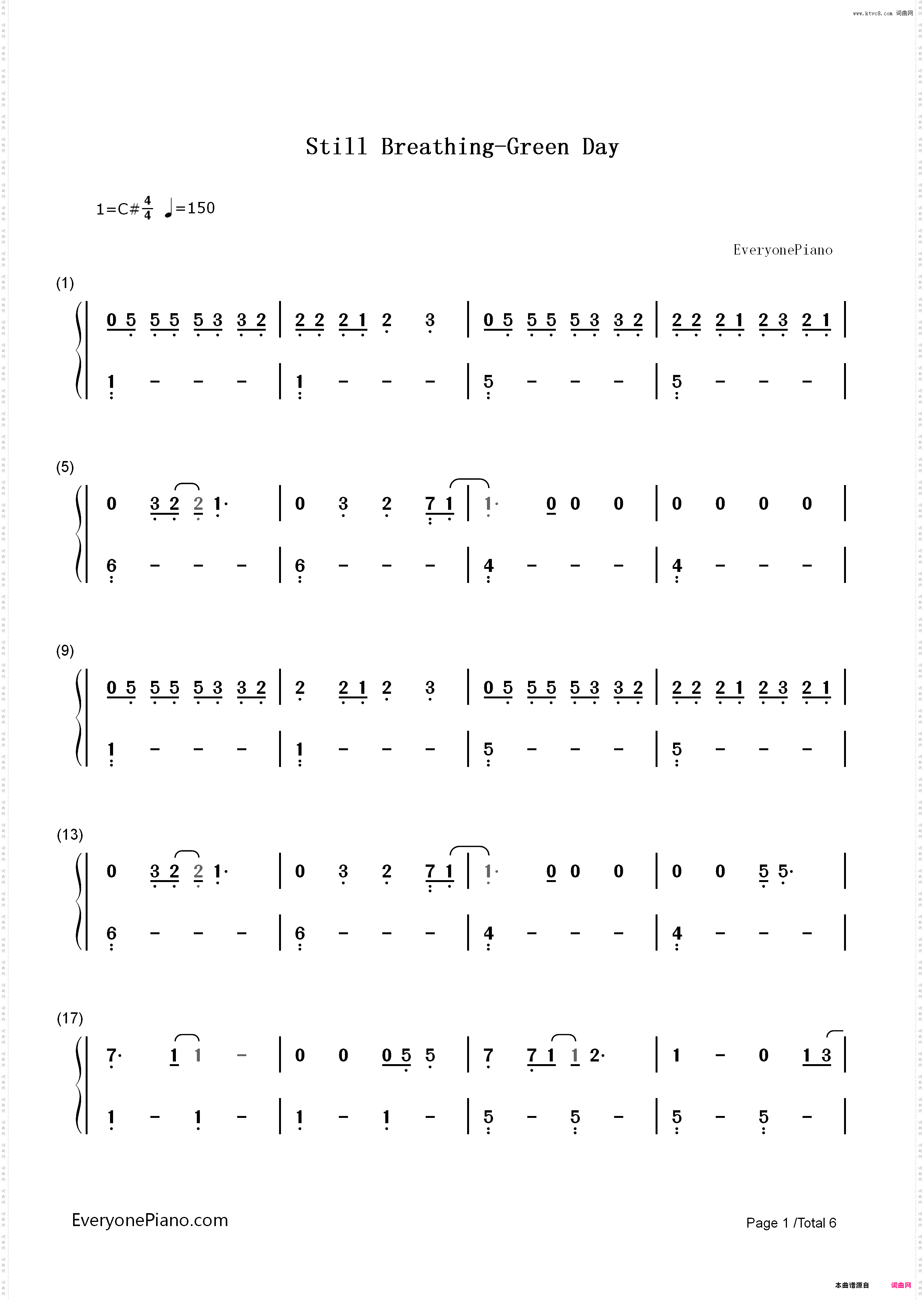 Still Breathing-Green Day_简谱版