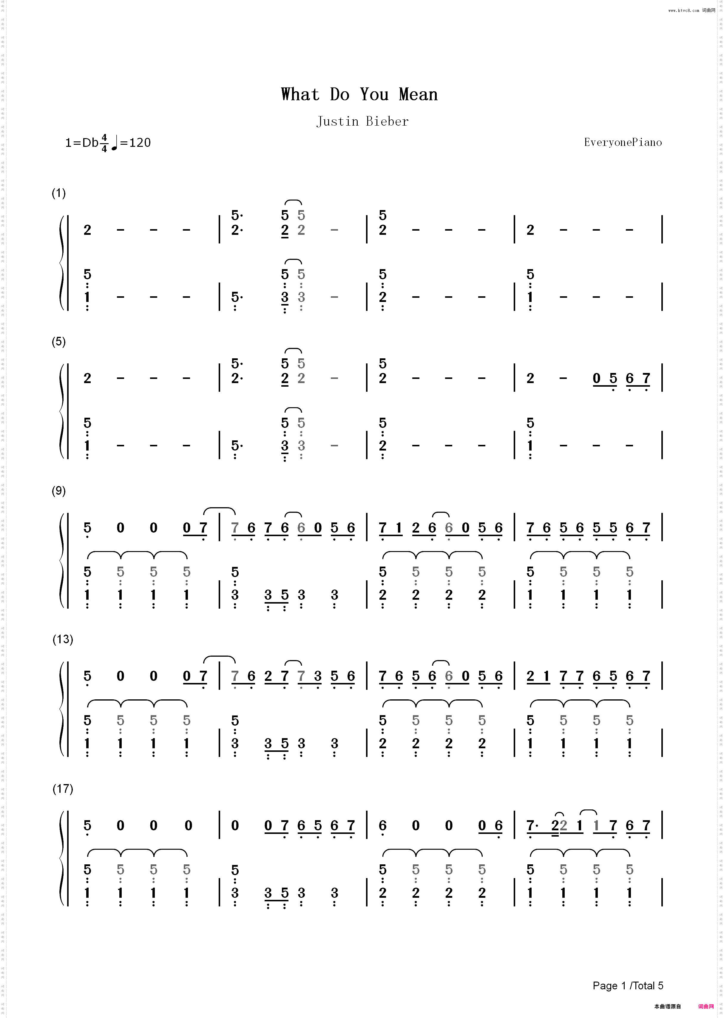 What Do You Mean-Justin Bieber_简谱版