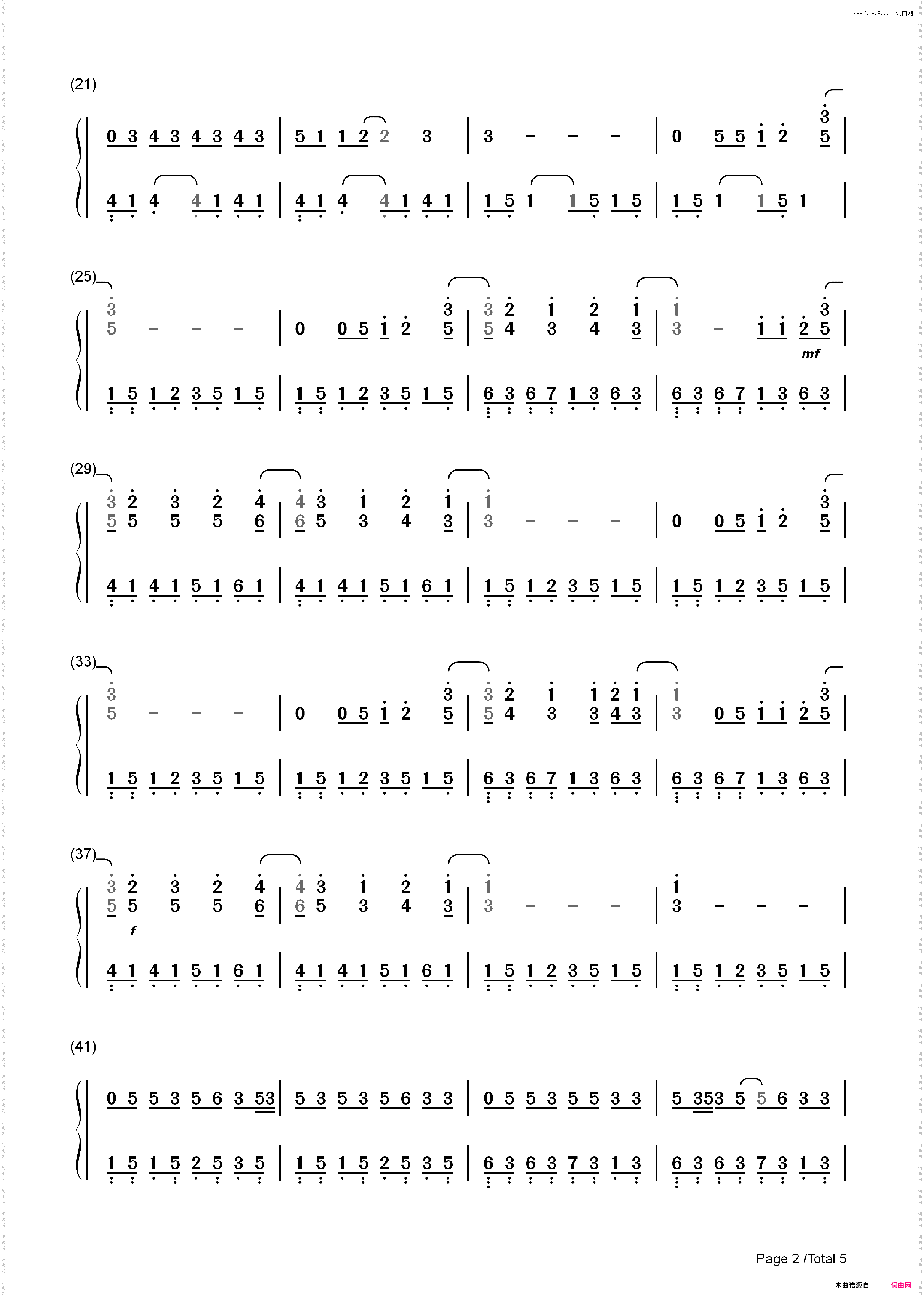 Just The Way You Are-Bruno Mars_简谱版