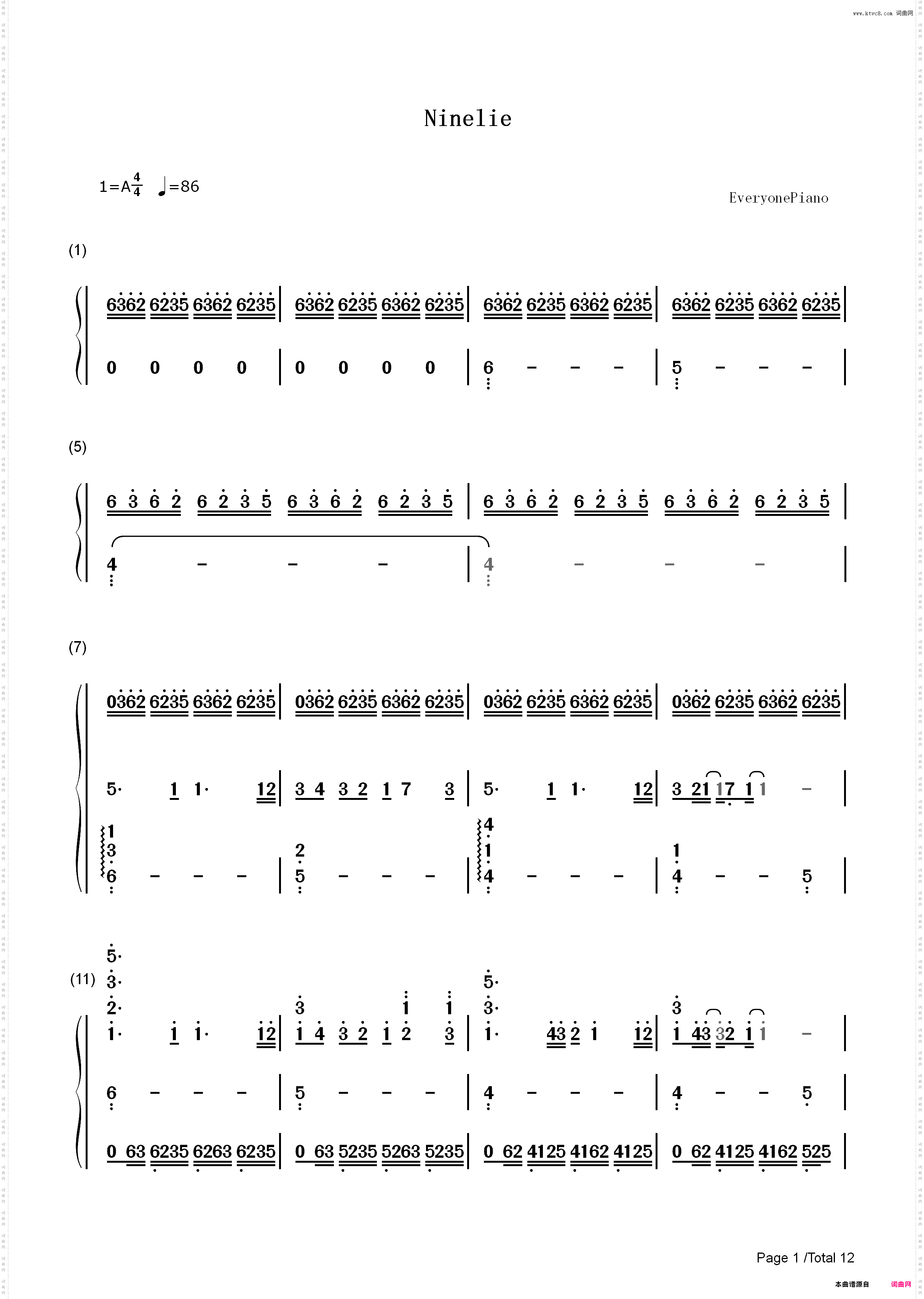 Ninelie-甲铁城的卡巴内利ED_简谱版