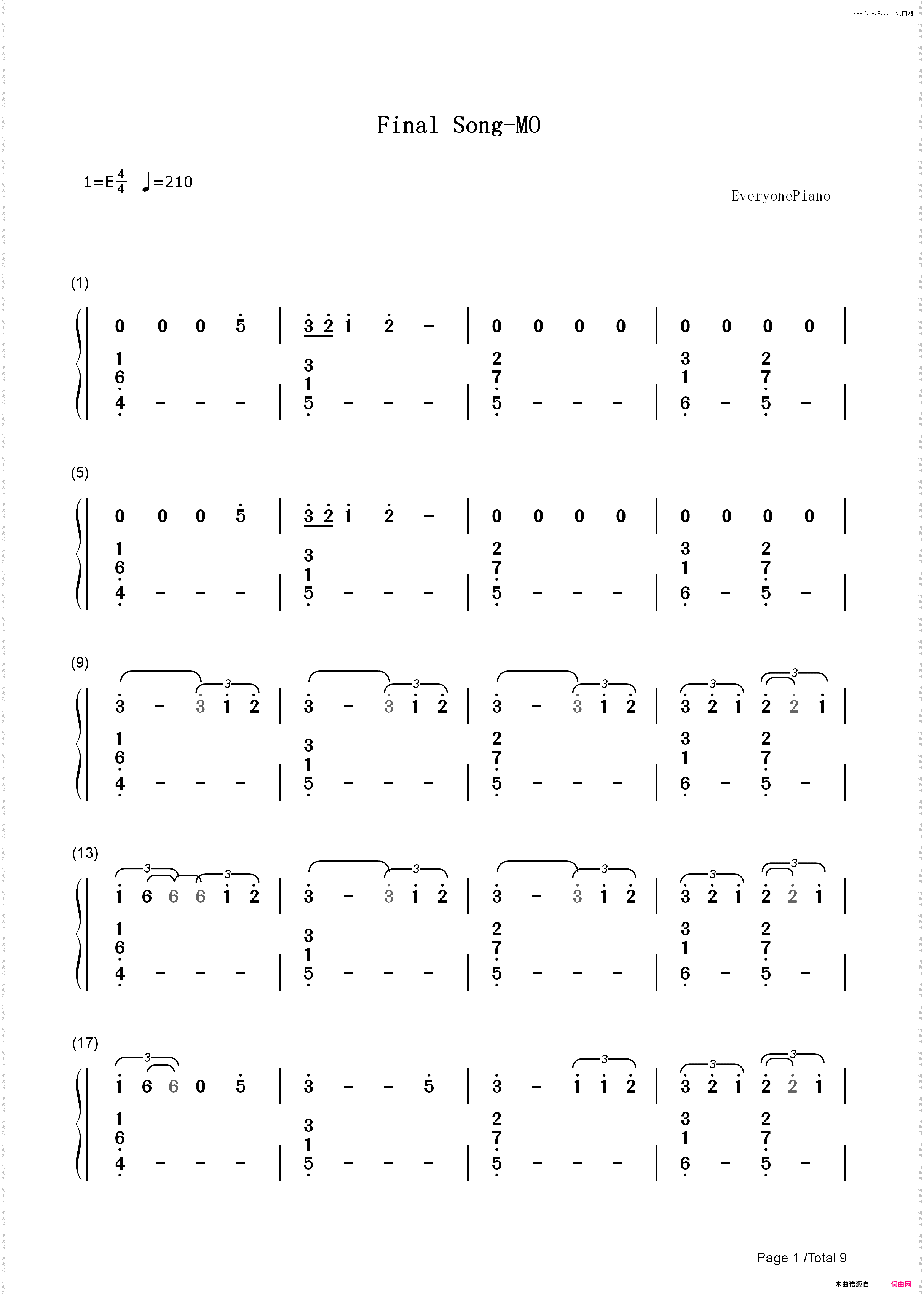 Final Song-MO_简谱版