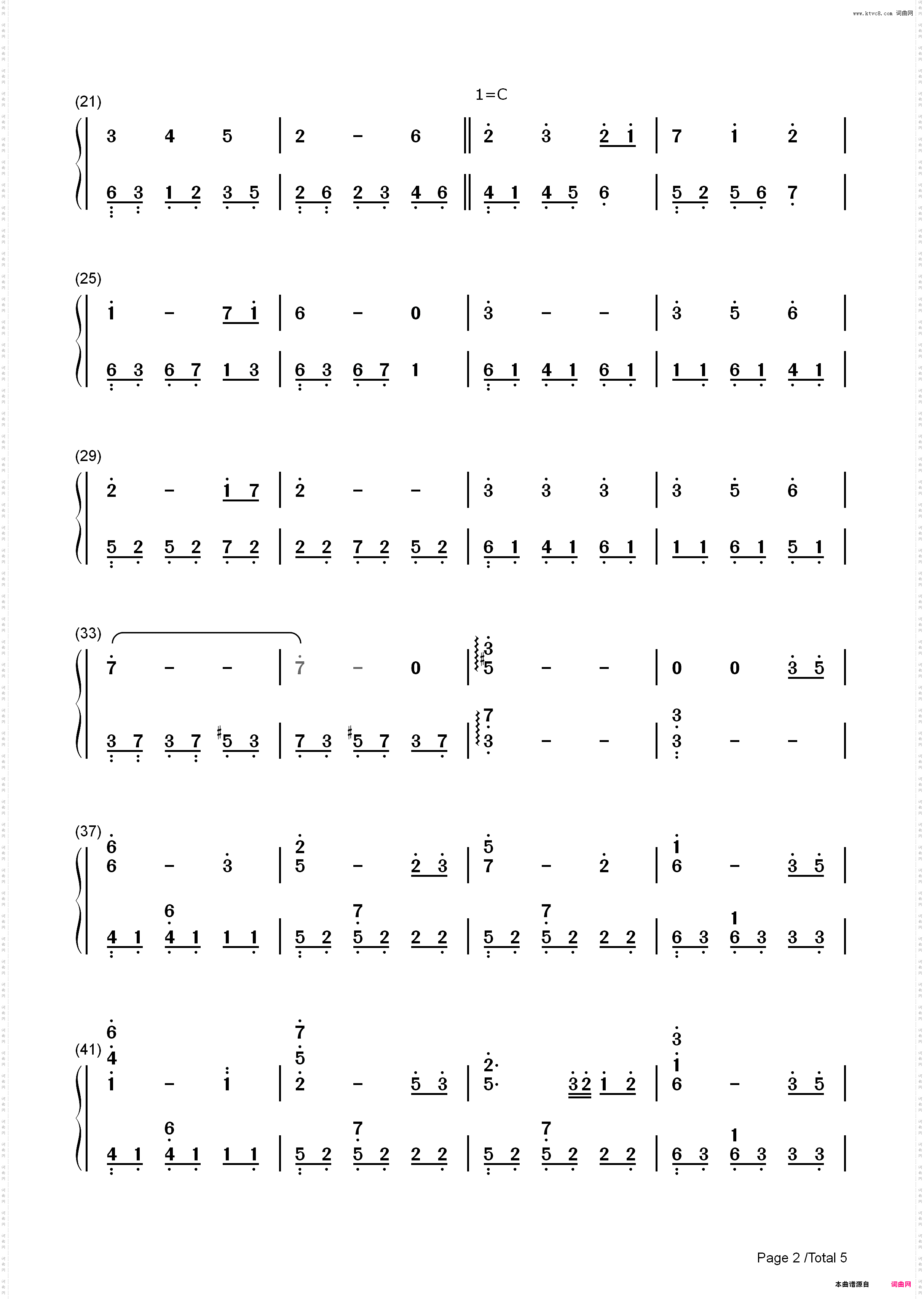 拥抱粉雪-天使恋曲角色主题歌_简谱版