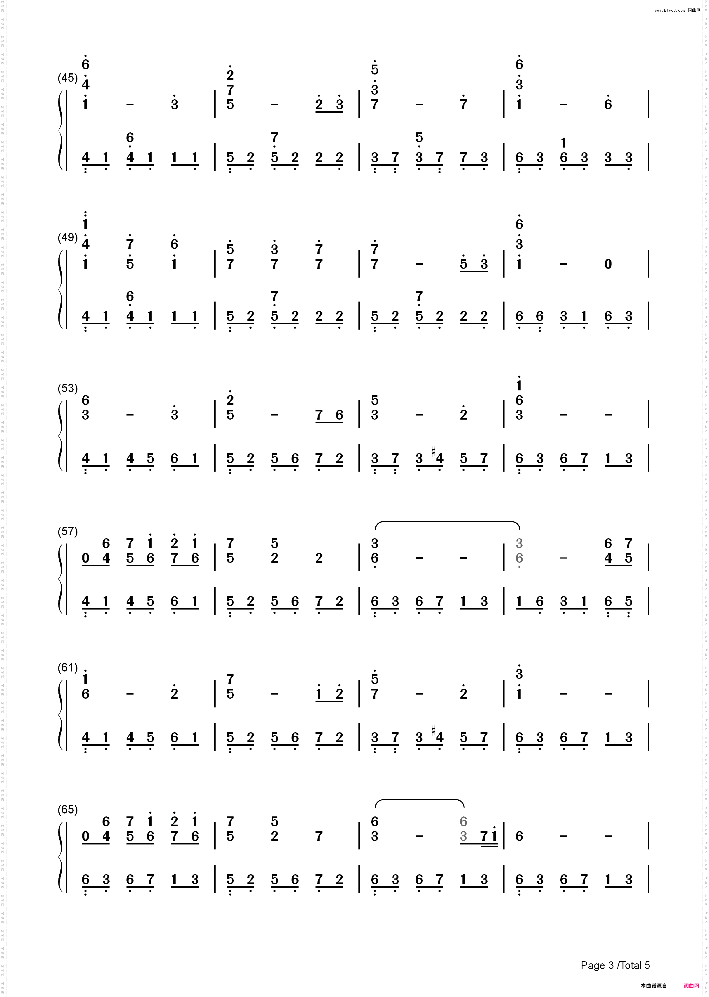 拥抱粉雪-天使恋曲角色主题歌_简谱版