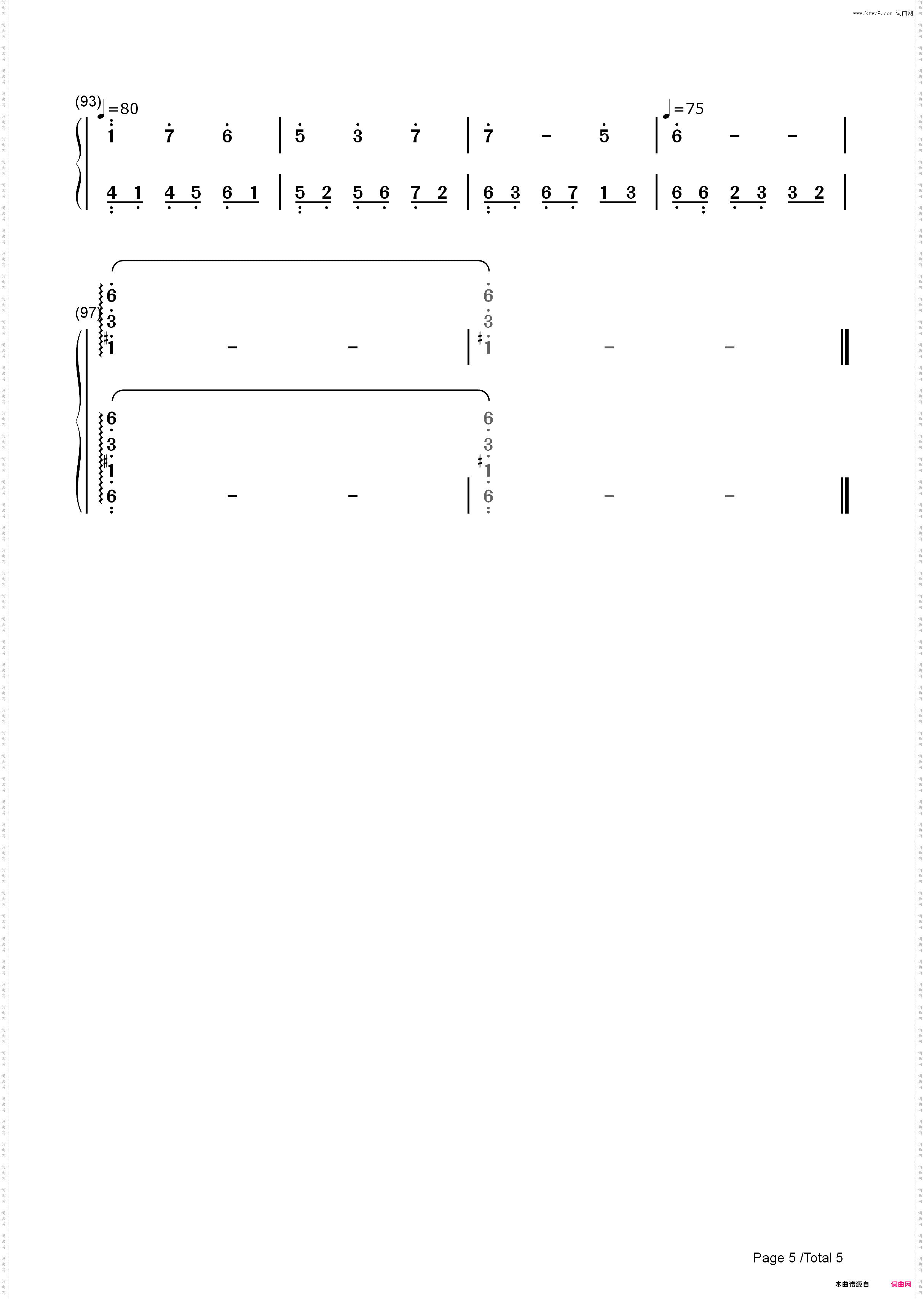 拥抱粉雪-天使恋曲角色主题歌_简谱版