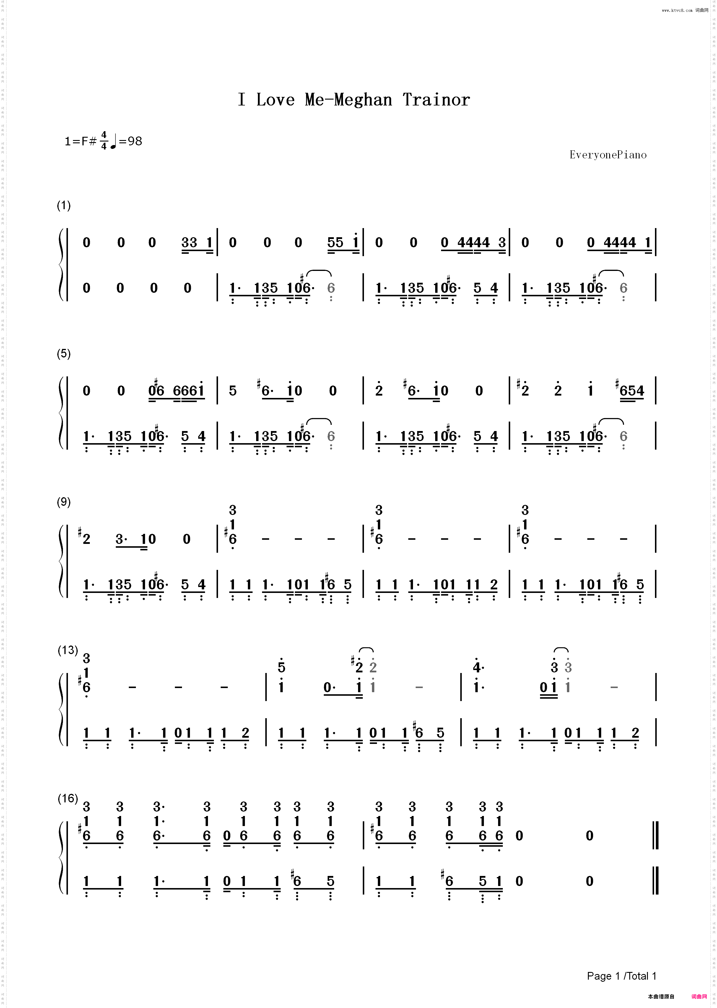I Love Me-Meghan Trainor_简谱版