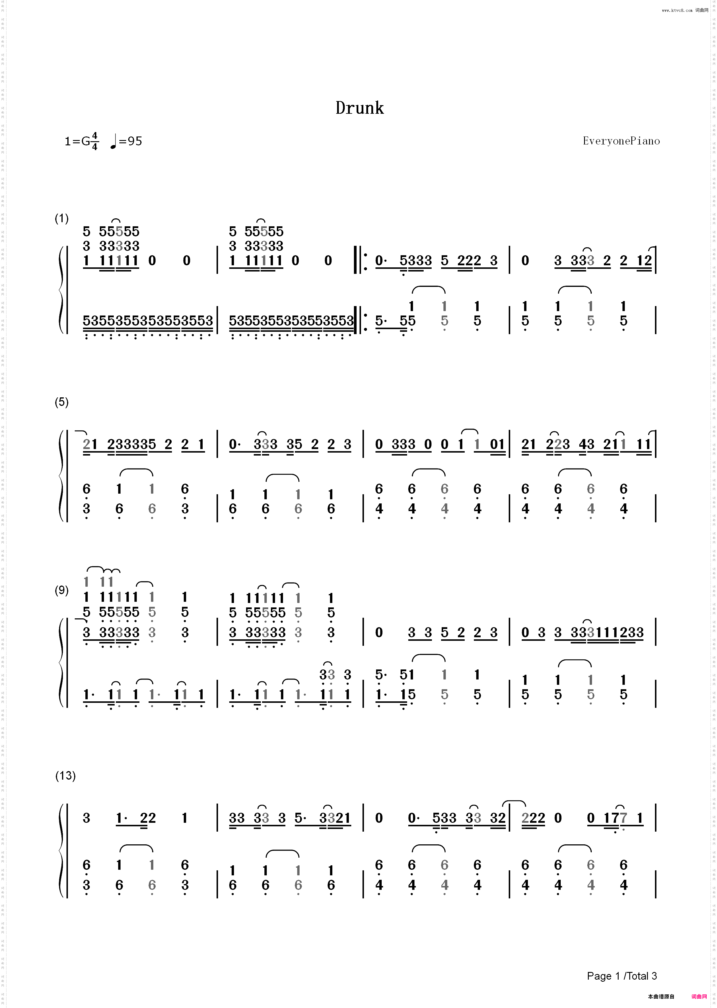 Drunk-Ed Sheeran_简谱版