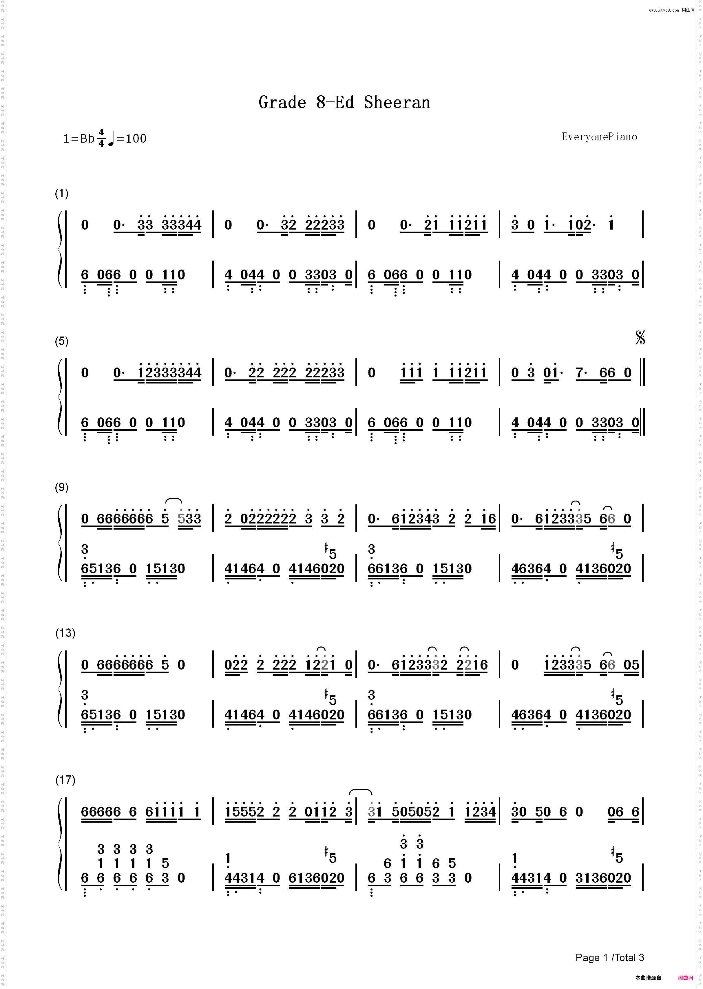 Grade 8-Ed Sheeran_简谱版