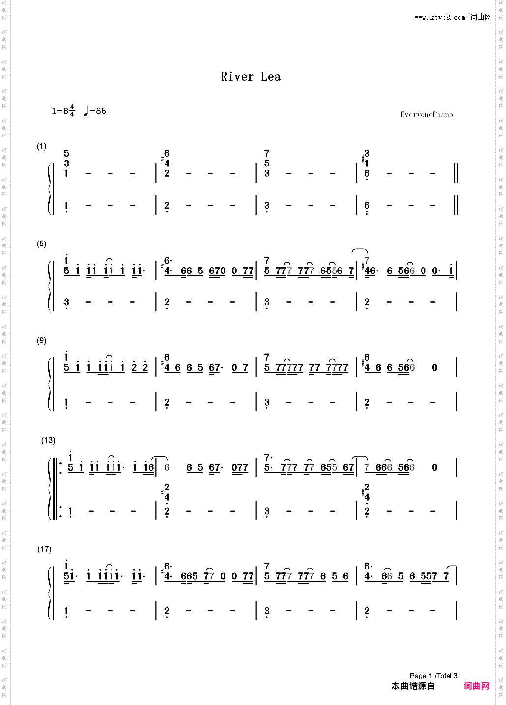 River Lea-Adele_简谱版