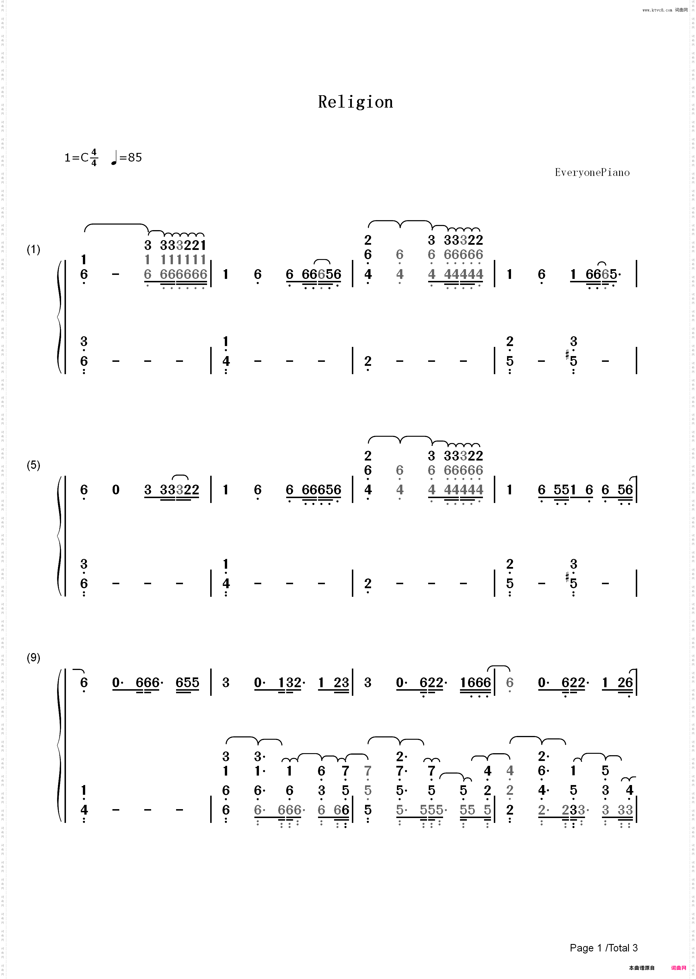 Religion-Lana Del Rey_简谱版