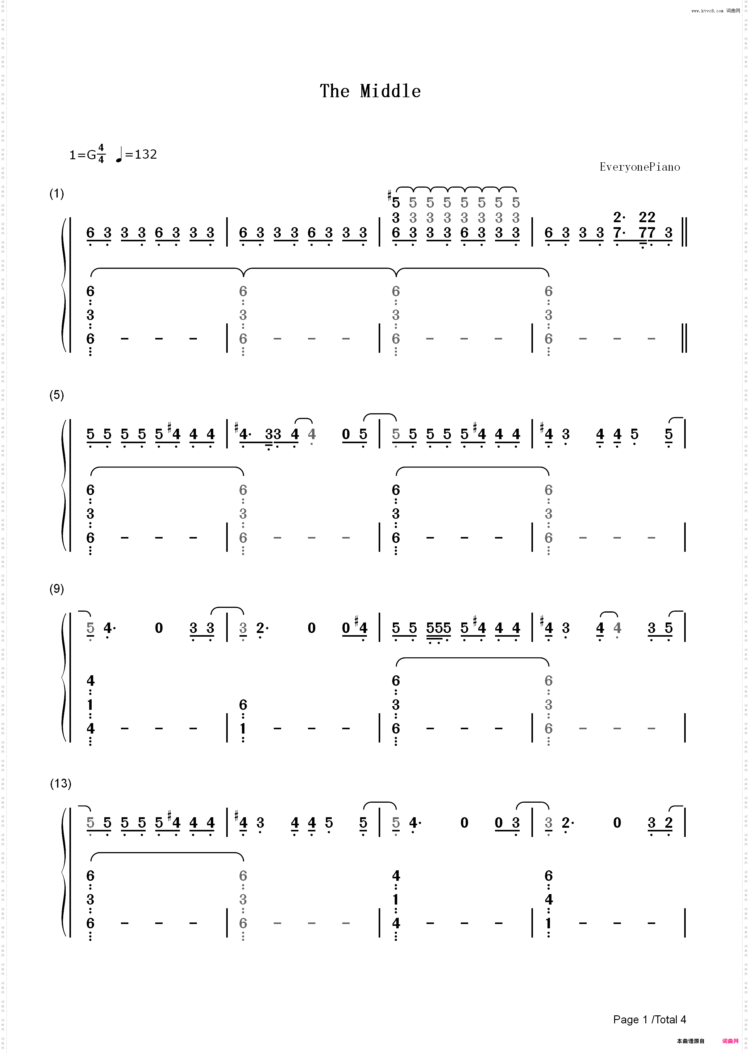 The Middle-Demi Lovato_简谱版