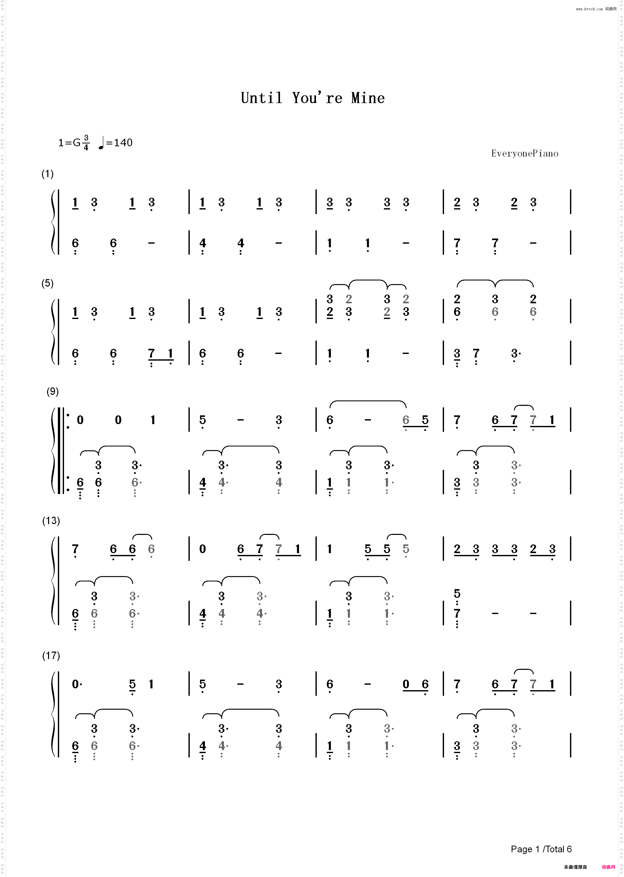Until Youre Mine-Demi Lovato_简谱版