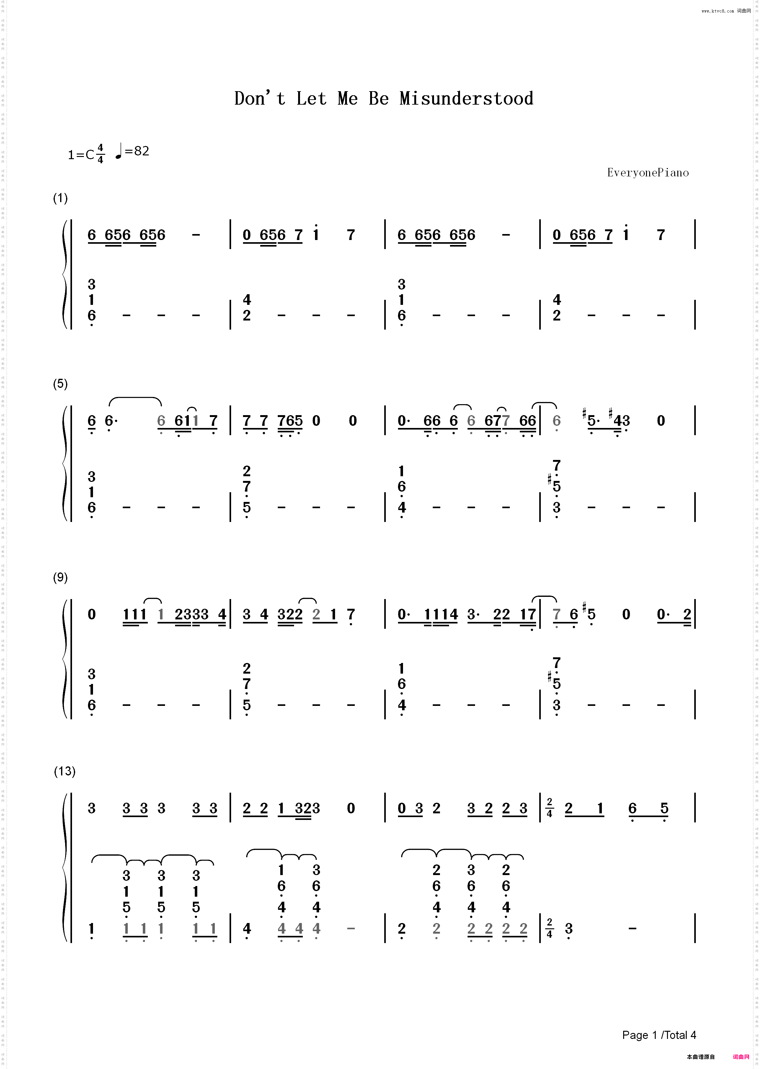 Dont Let Me Be Misunderstood_简谱版